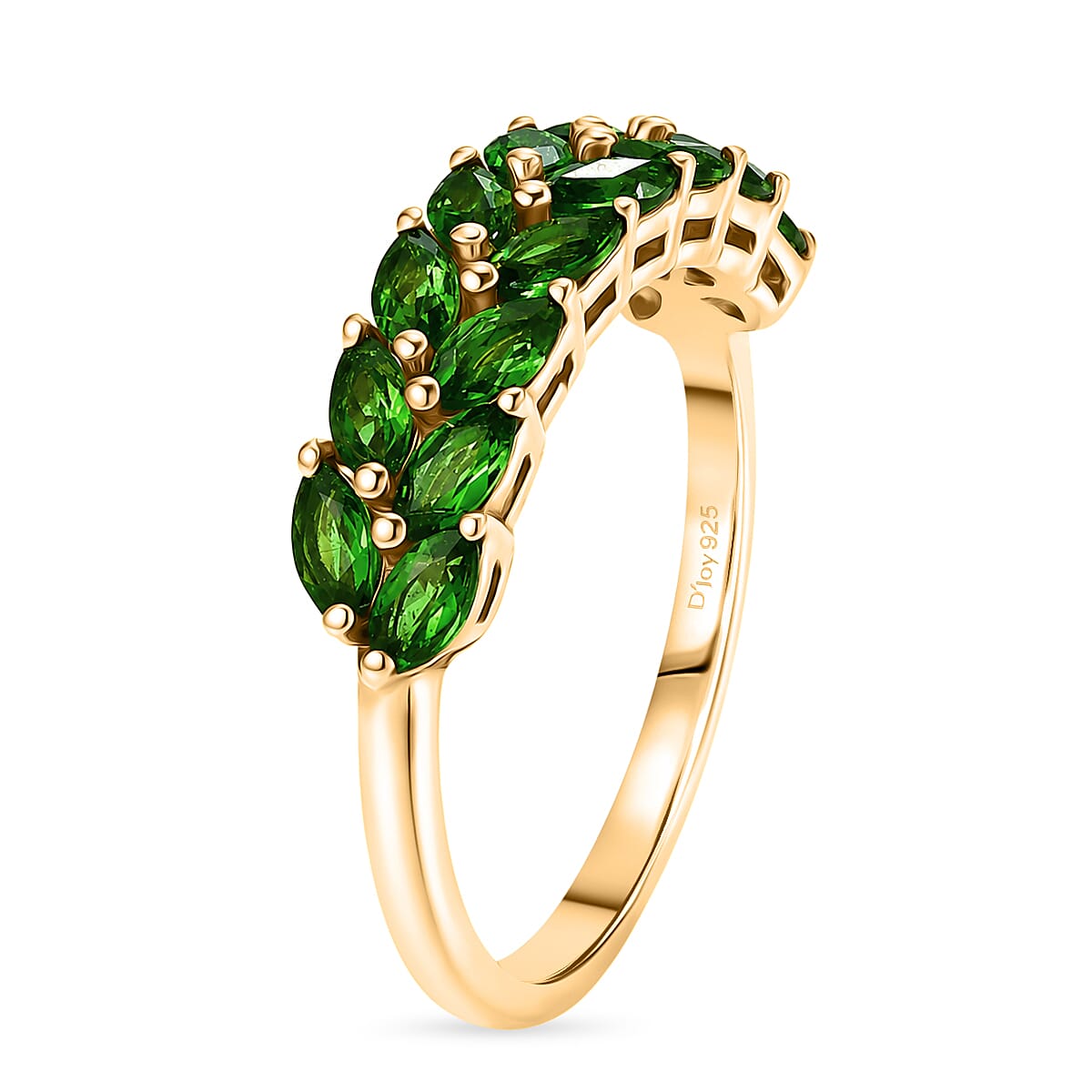 D'Joy - Natural Chrome Diopside Leaf Vine Ring in Yellow Gold Plated Sterling Silver 1.20 Ct.