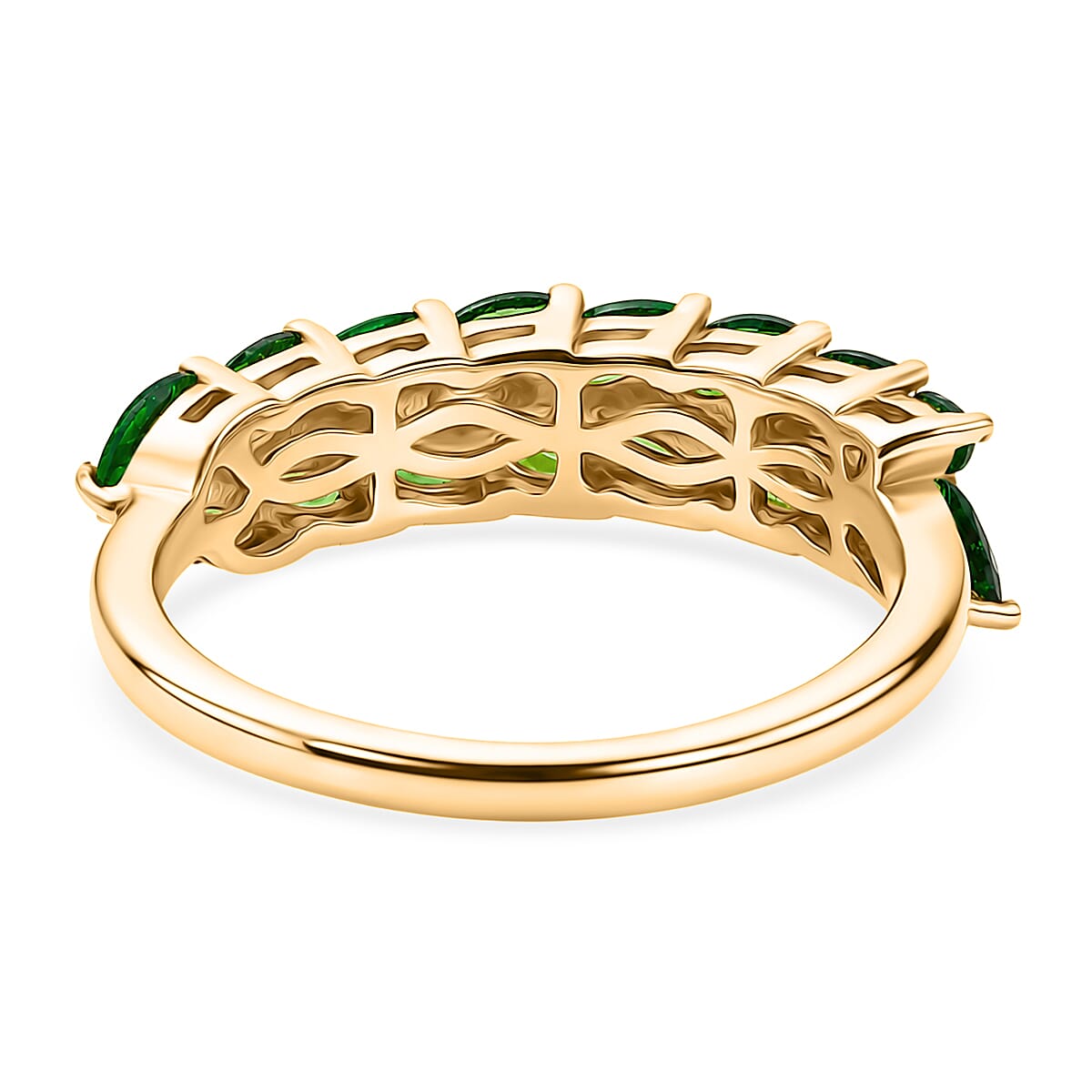 D'Joy - Natural Chrome Diopside Leaf Vine Ring in Yellow Gold Plated Sterling Silver 1.20 Ct.