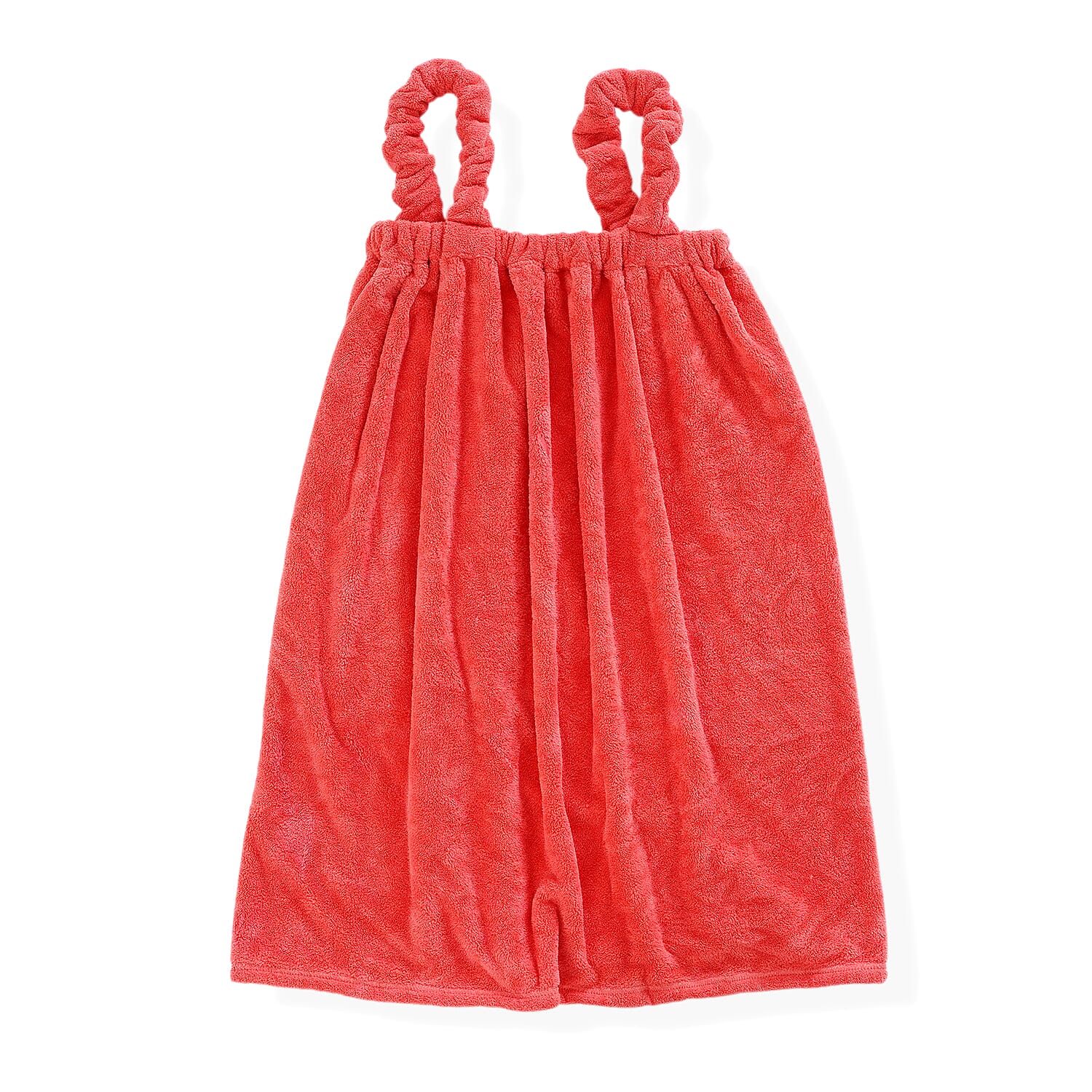LIVMORE 2-Piece Wearable Bath Towel with Pocket & Matching Hair Towel Wrap (140 x 82cm) - Coral