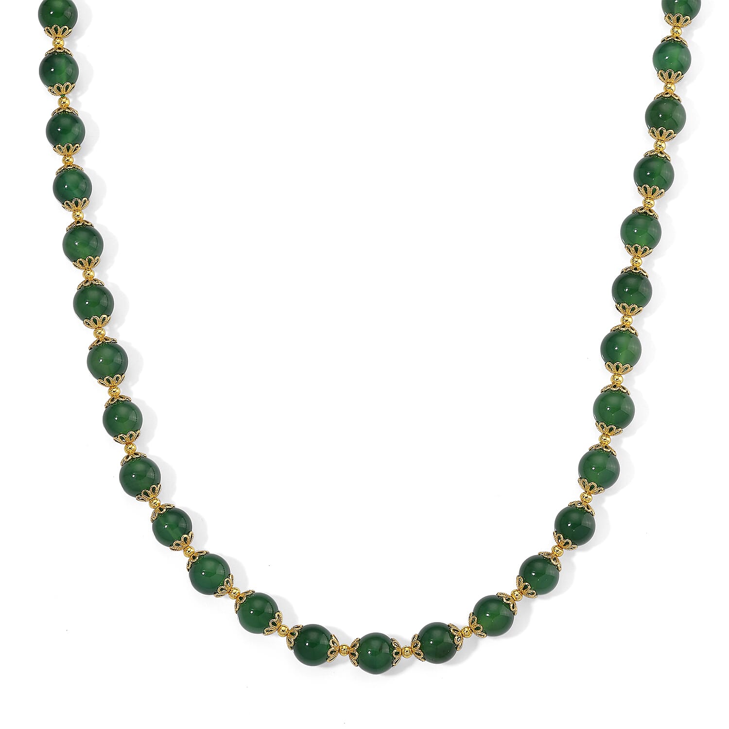 Green Onyx Adjustable Beads Necklace (Size - 18-2 Ext) with Lobster Clasp 205.00 Ct.