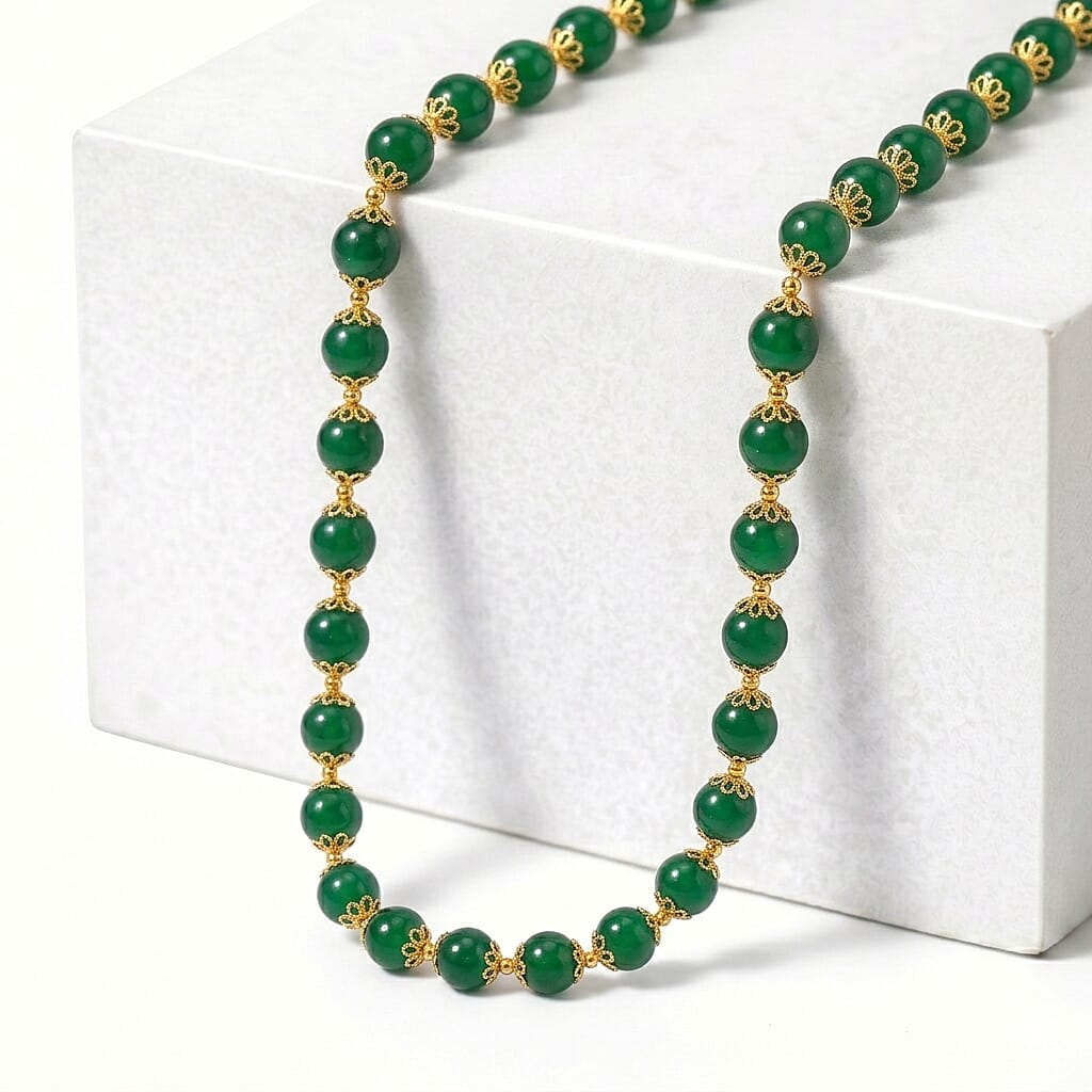 Green Onyx Adjustable Beads Necklace (Size - 18-2 Ext) with Lobster Clasp 205.00 Ct.