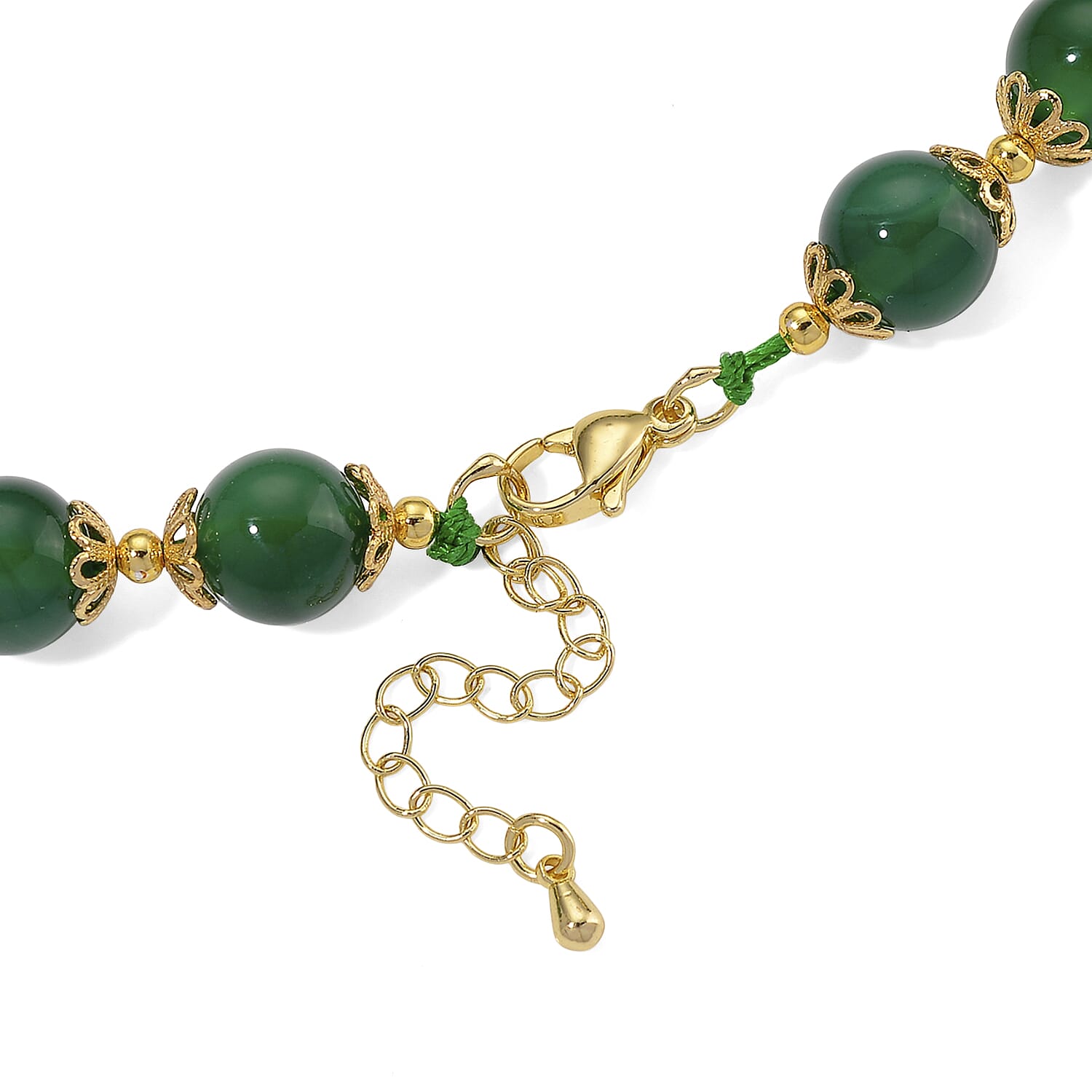 Green Onyx Adjustable Beads Necklace (Size - 18-2 Ext) with Lobster Clasp 205.00 Ct.
