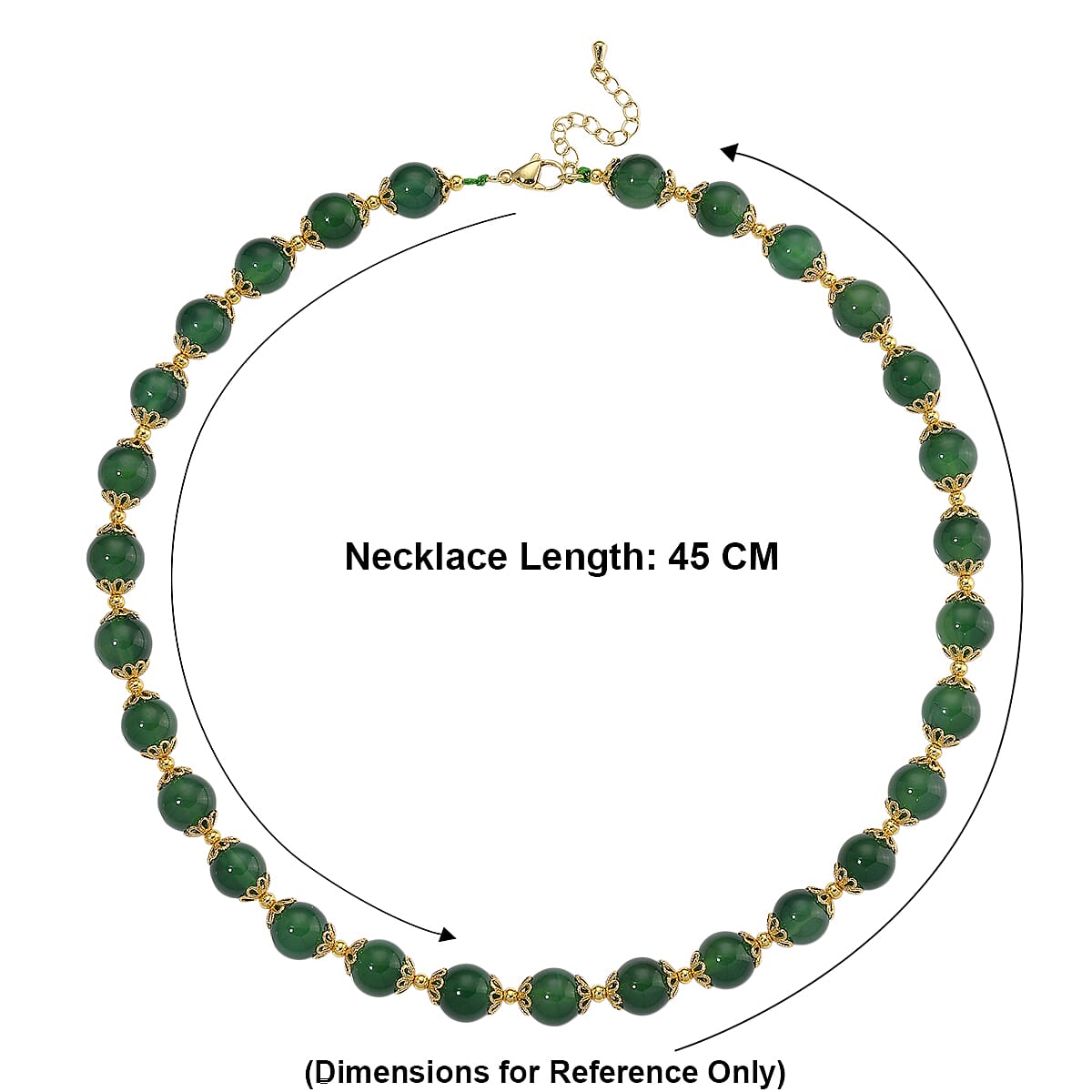 Green Onyx Adjustable Beads Necklace (Size - 18-2 Ext) with Lobster Clasp 205.00 Ct.