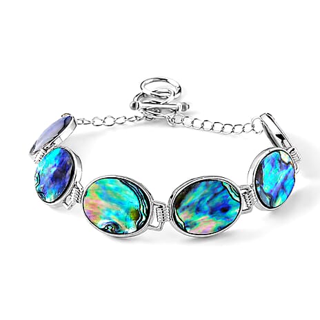 Abalone Shell Adjustable Beads Bracelet (Size - 8-1 Ext) with T-Bar Clasp 45.00 Ct.