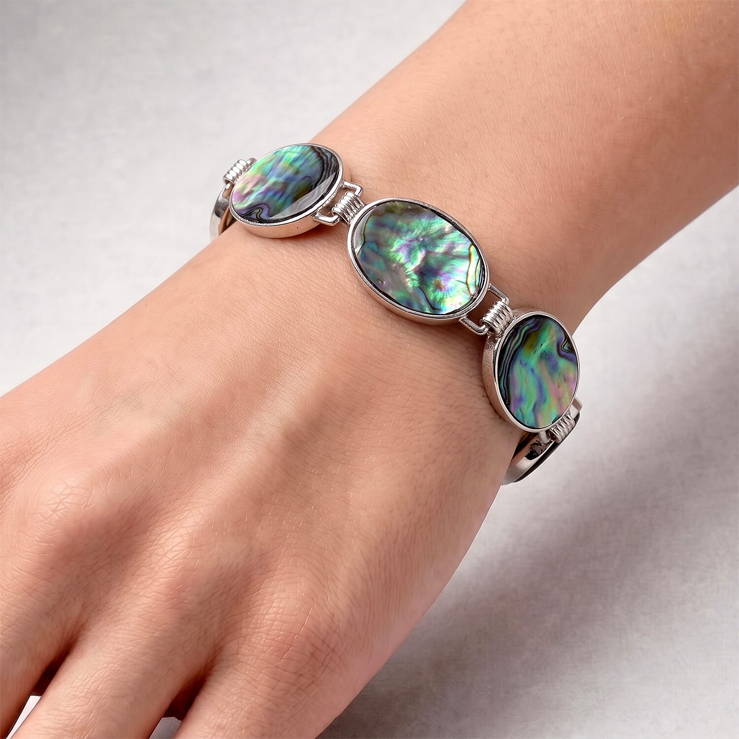Abalone Shell Adjustable Beads Bracelet (Size - 8-1 Ext) with T-Bar Clasp 45.00 Ct.