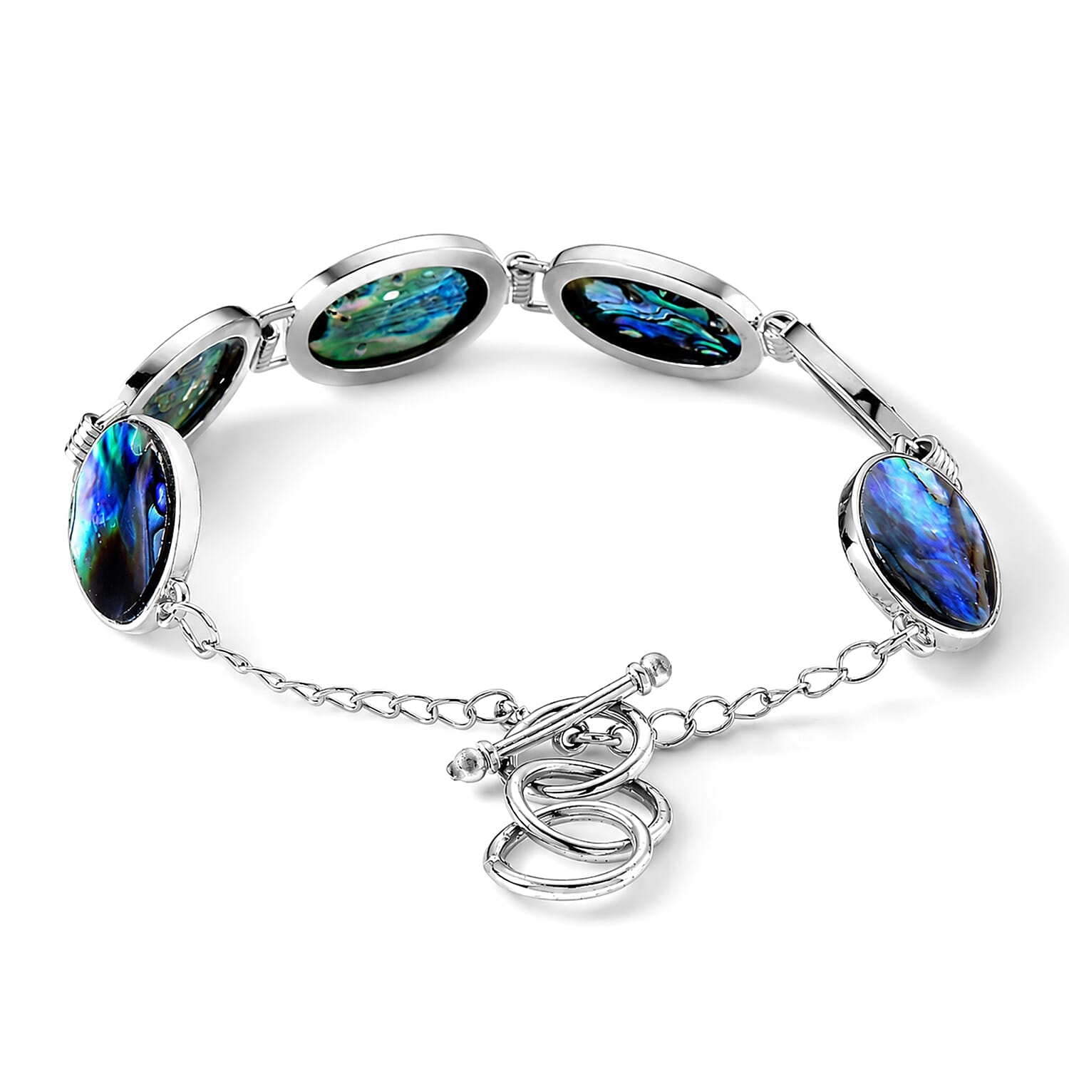 Abalone Shell Adjustable Beads Bracelet (Size - 8-1 Ext) with T-Bar Clasp 45.00 Ct.