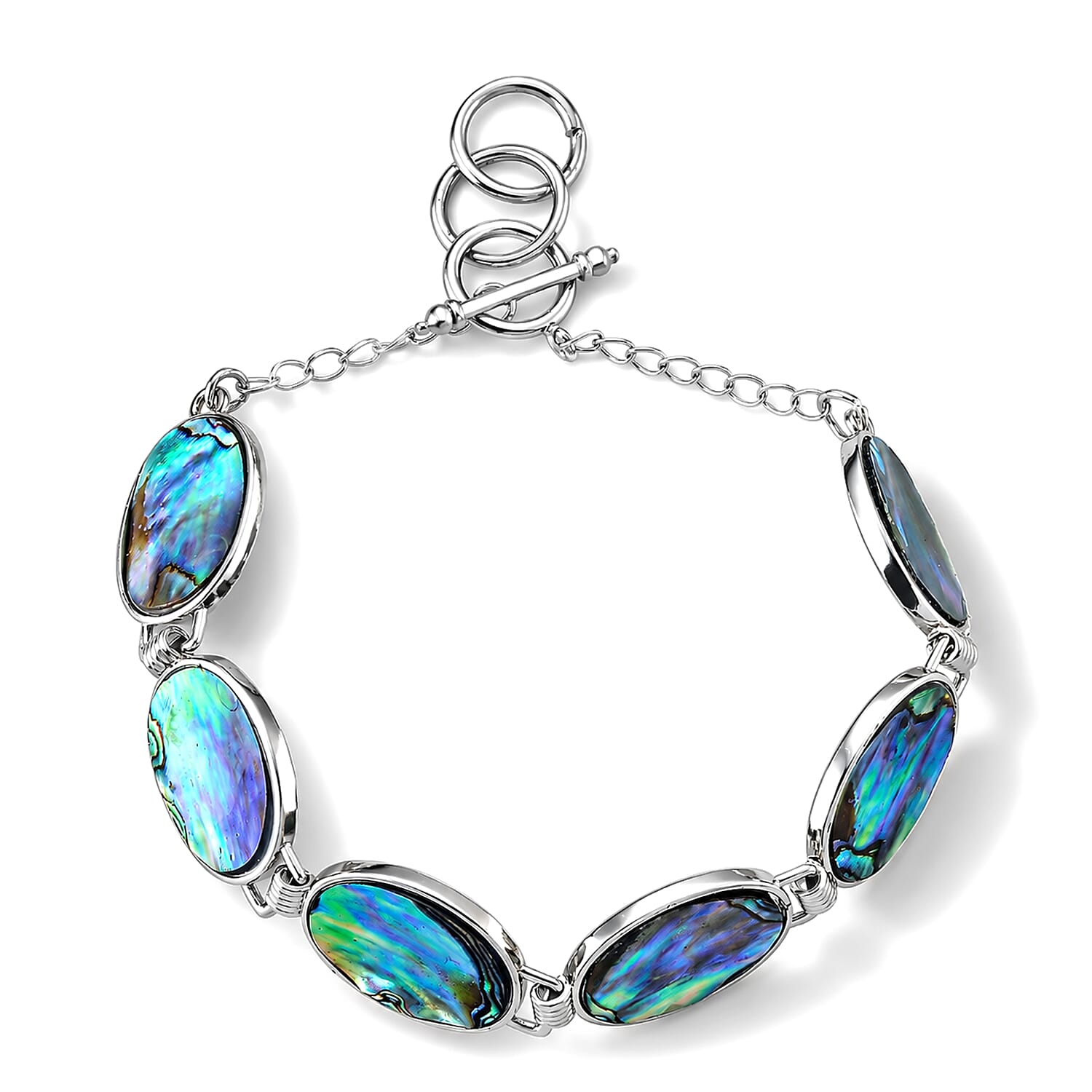Abalone Shell Adjustable Beads Bracelet (Size - 8-1 Ext) with T-Bar Clasp 45.00 Ct.