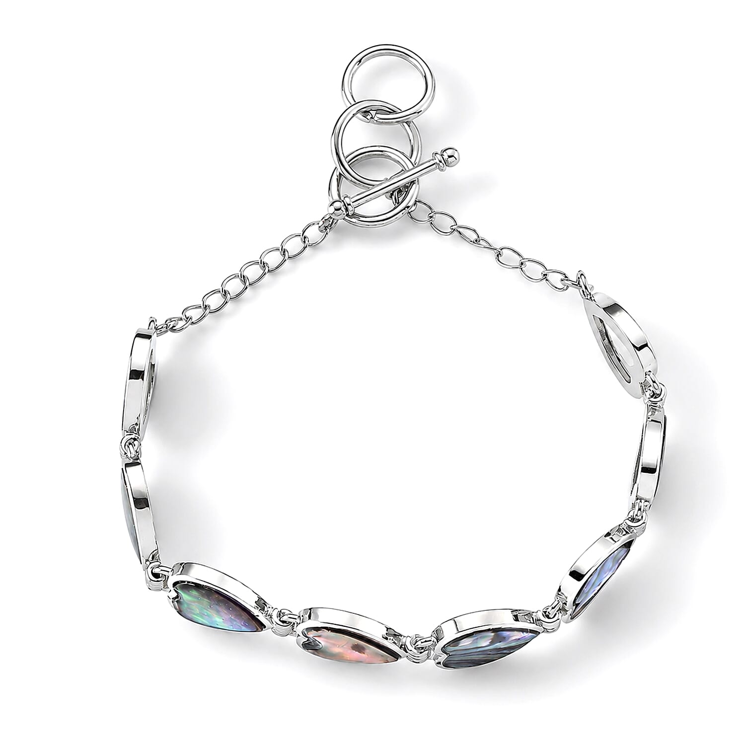 Abalone Shell Adjustable Beads Bracelet (Size - 7.5-1 Ext) with T-Bar Clasp 50.00 Ct.