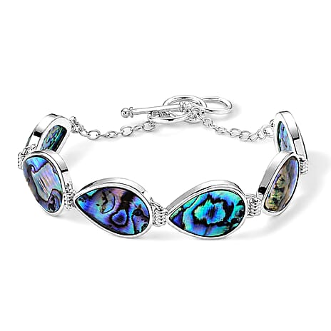 Abalone Shell Adjustable Beads Bracelet (Size - 7.5-1 Ext) with T-Bar Clasp 55.00 Ct.