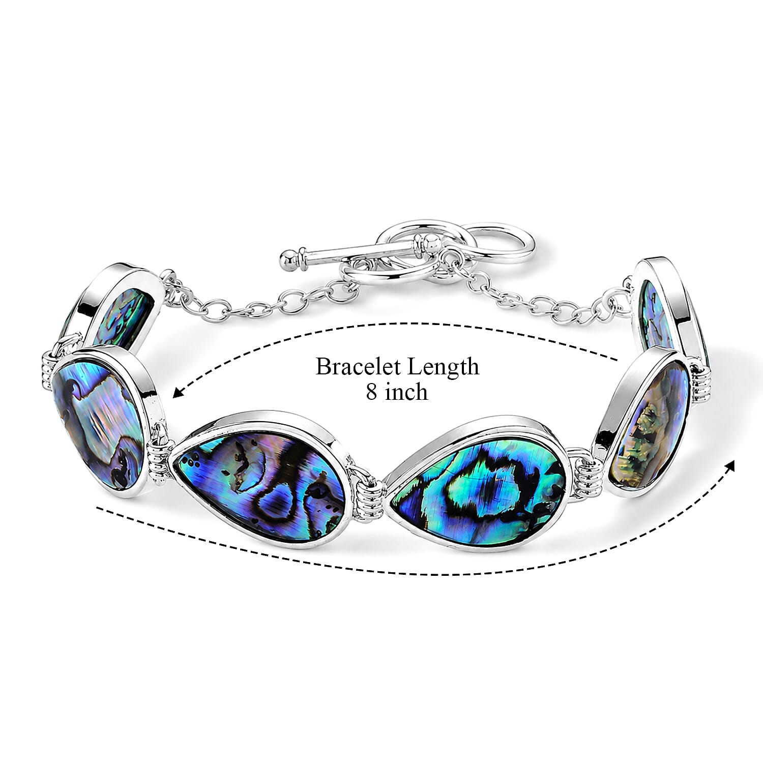 Abalone Shell Adjustable Beads Bracelet (Size - 7.5-1 Ext) with T-Bar Clasp 55.00 Ct.