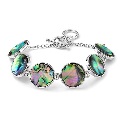 Abalone Shell Adjustable Beads Bracelet (Size - 7-1 Ext) with T-Bar Clasp 45.00 Ct.