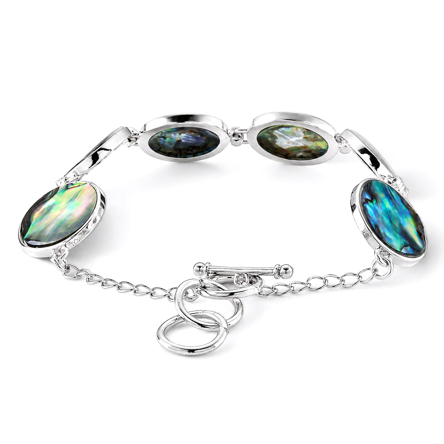 Abalone Shell Adjustable Beads Bracelet (Size - 7-1 Ext) with T-Bar Clasp 45.00 Ct.