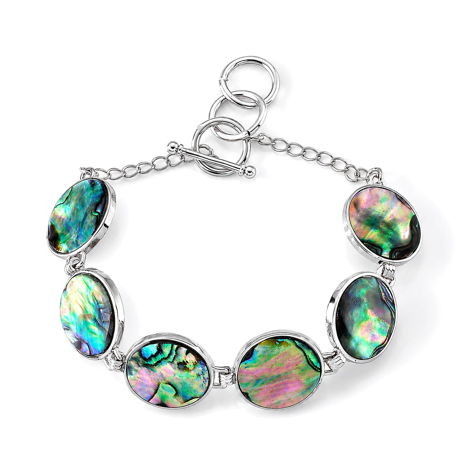 Abalone Shell Adjustable Beads Bracelet (Size - 7-1 Ext) with T-Bar Clasp 45.00 Ct.