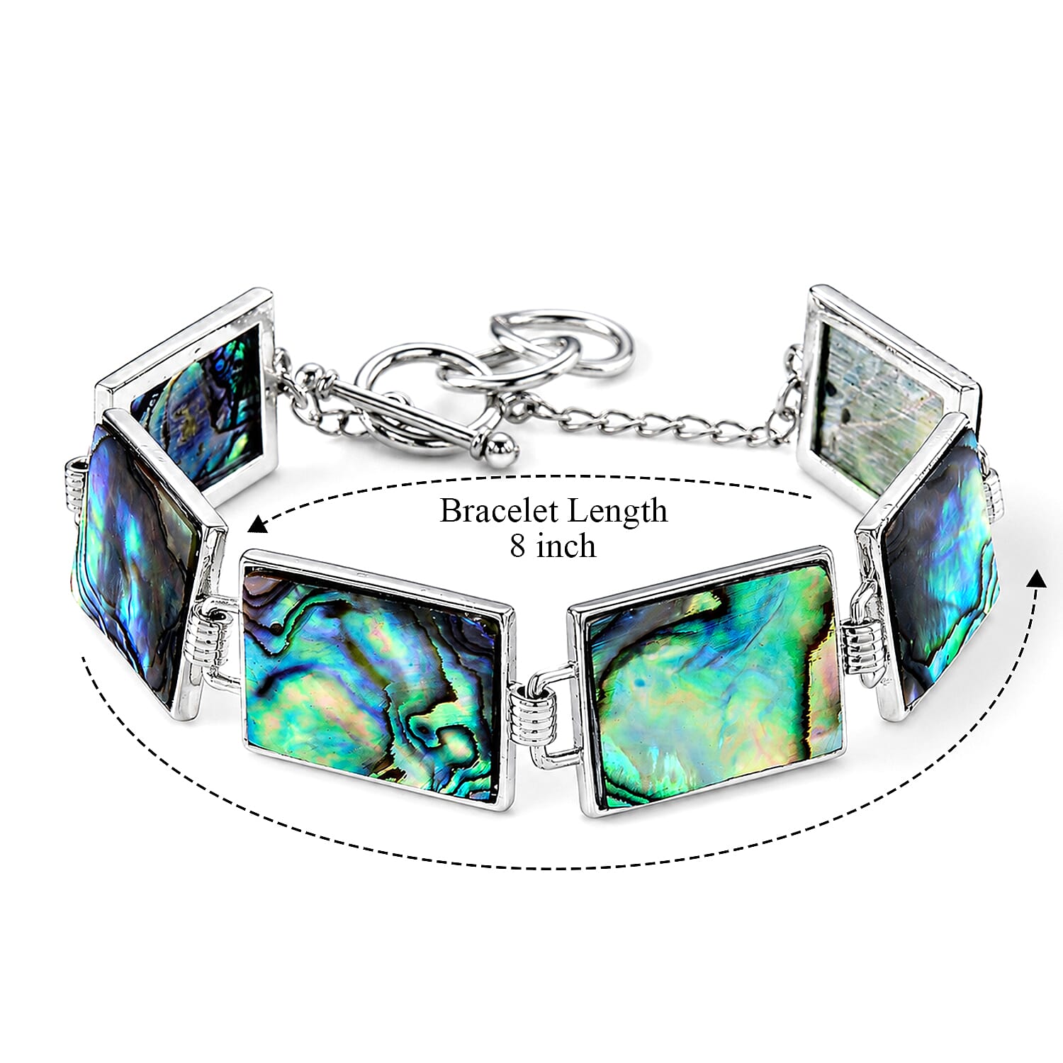Abalone Shell Adjustable Beads Bracelet (Size - 8-1 Ext) with T-Bar Clasp 60.00 Ct.