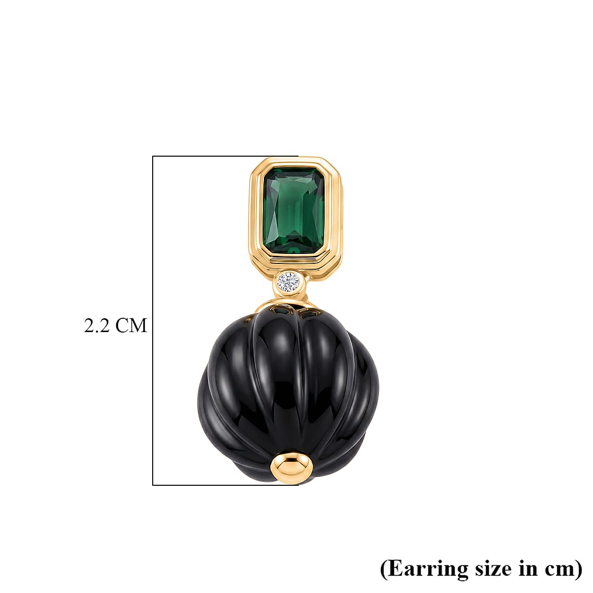 Shungite, Green Cubic Zirconia & Green Crystal Beads Earring with Push Back 20.52 Ct.