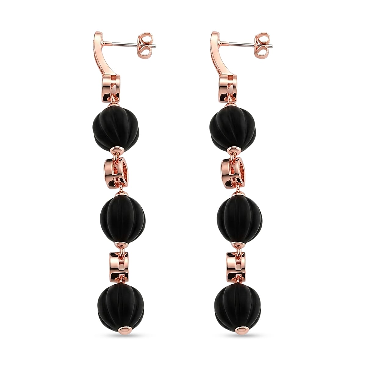 Shungite & Red Cubic Zirconia Beads Drop Earring with Push Back 34.00 Ct.