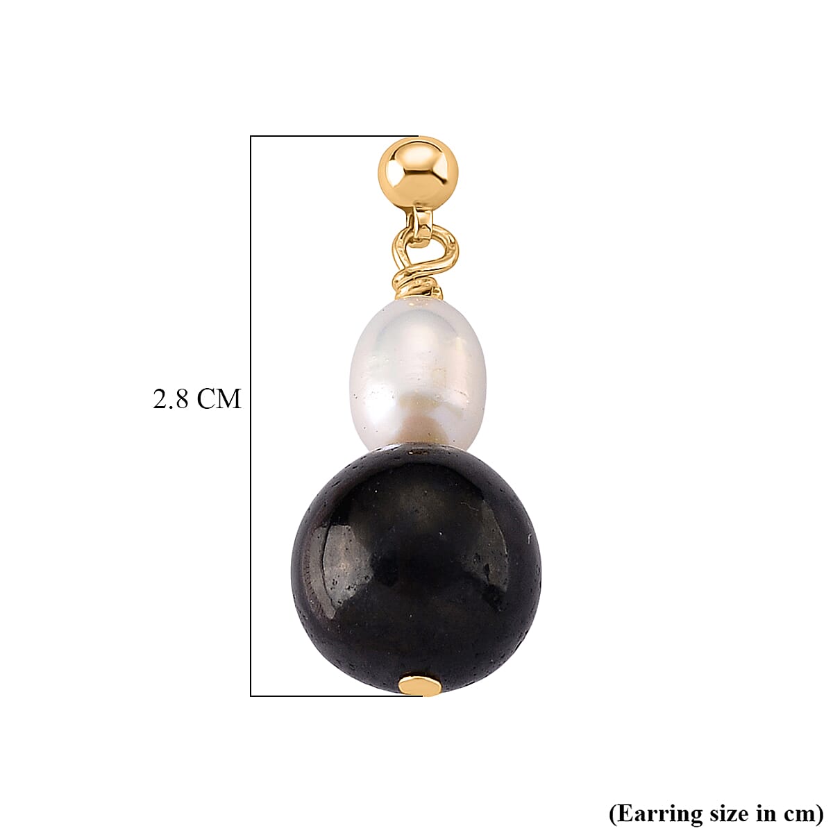 Shungite & Fresh Water Pearl Beads Drop Earring with Push Back 20.00 Ct.