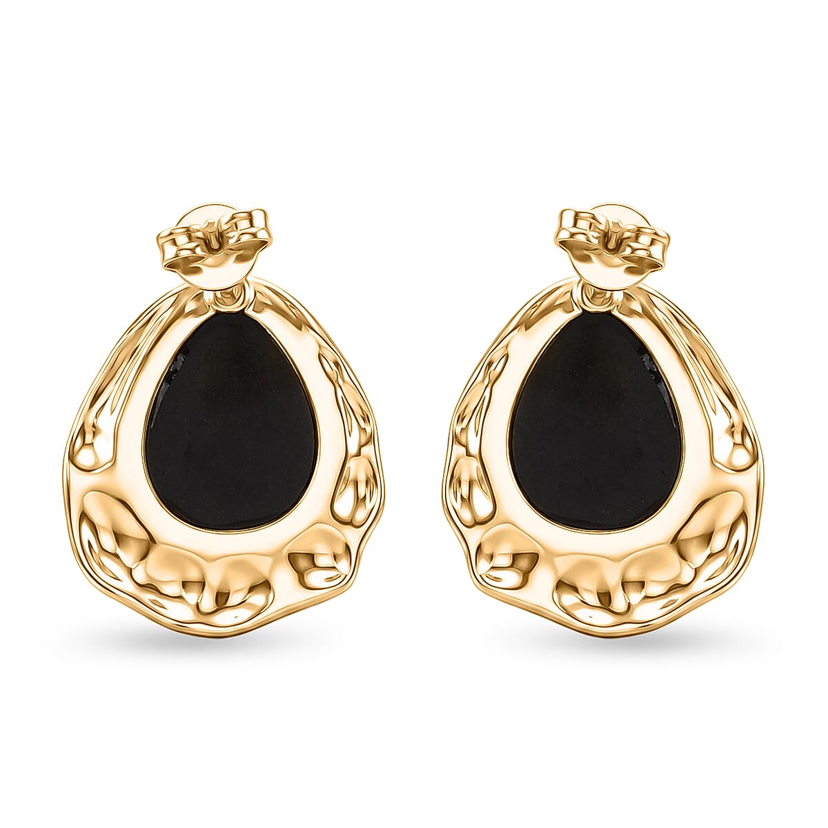 Shungite Bezel Stud Earring with Push Back 20.00 Ct.