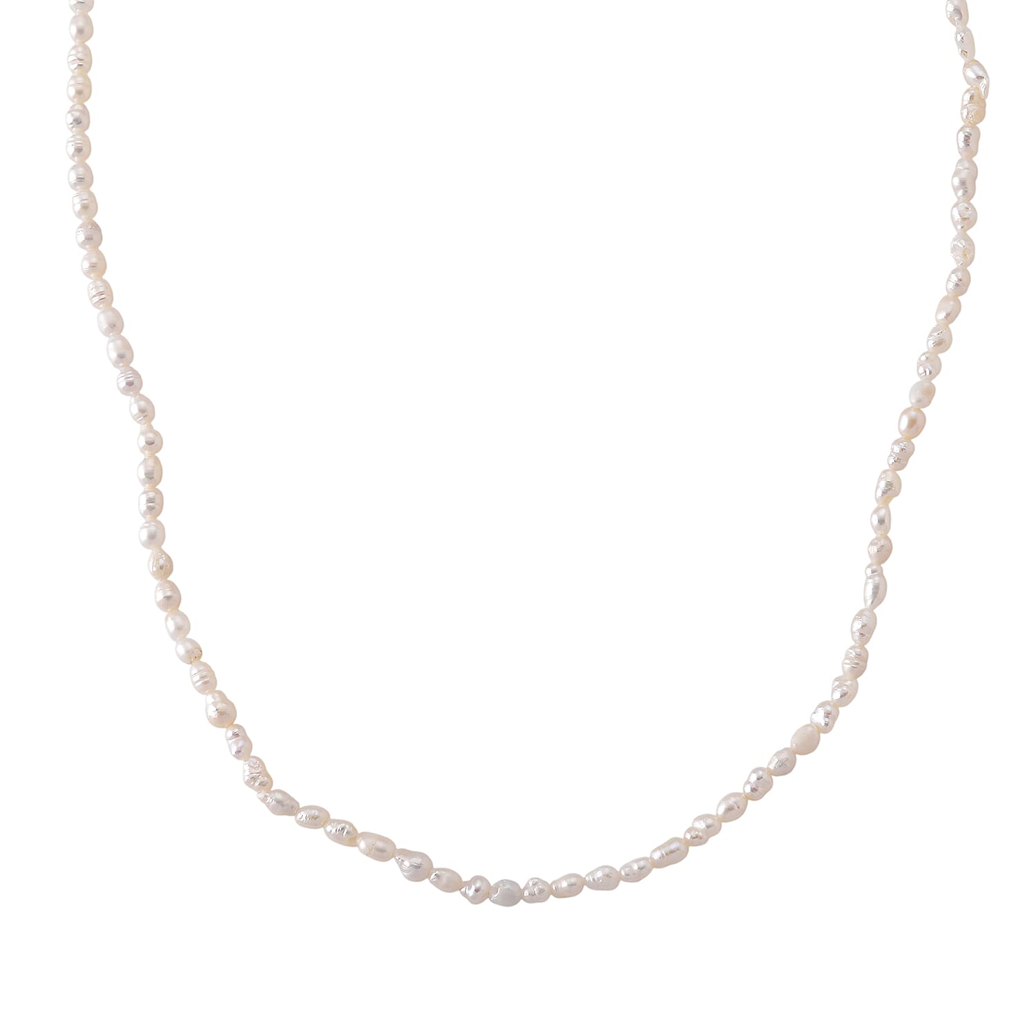 White Fresh Water Pearl Adjustable Necklace (Size - 18-2 Ext) in Silver Tone 30.00 Ct.