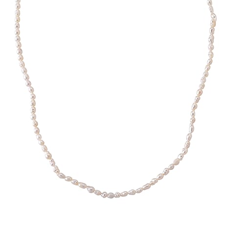 White Fresh Water Pearl Adjustable Necklace (Size - 18-2 Ext) in Silver Tone 30.00 Ct.