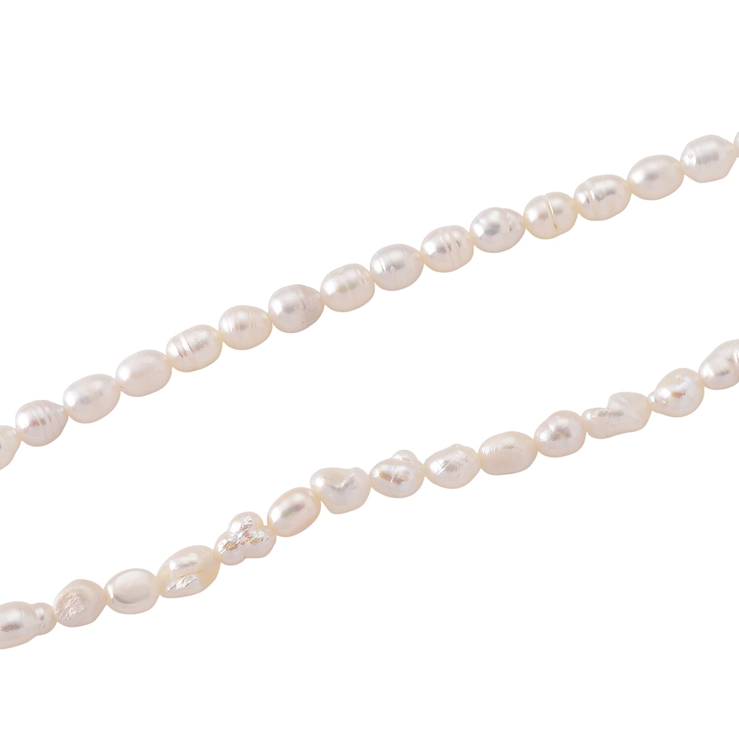 White Fresh Water Pearl Adjustable Necklace (Size - 18-2 Ext) in Silver Tone 30.00 Ct.