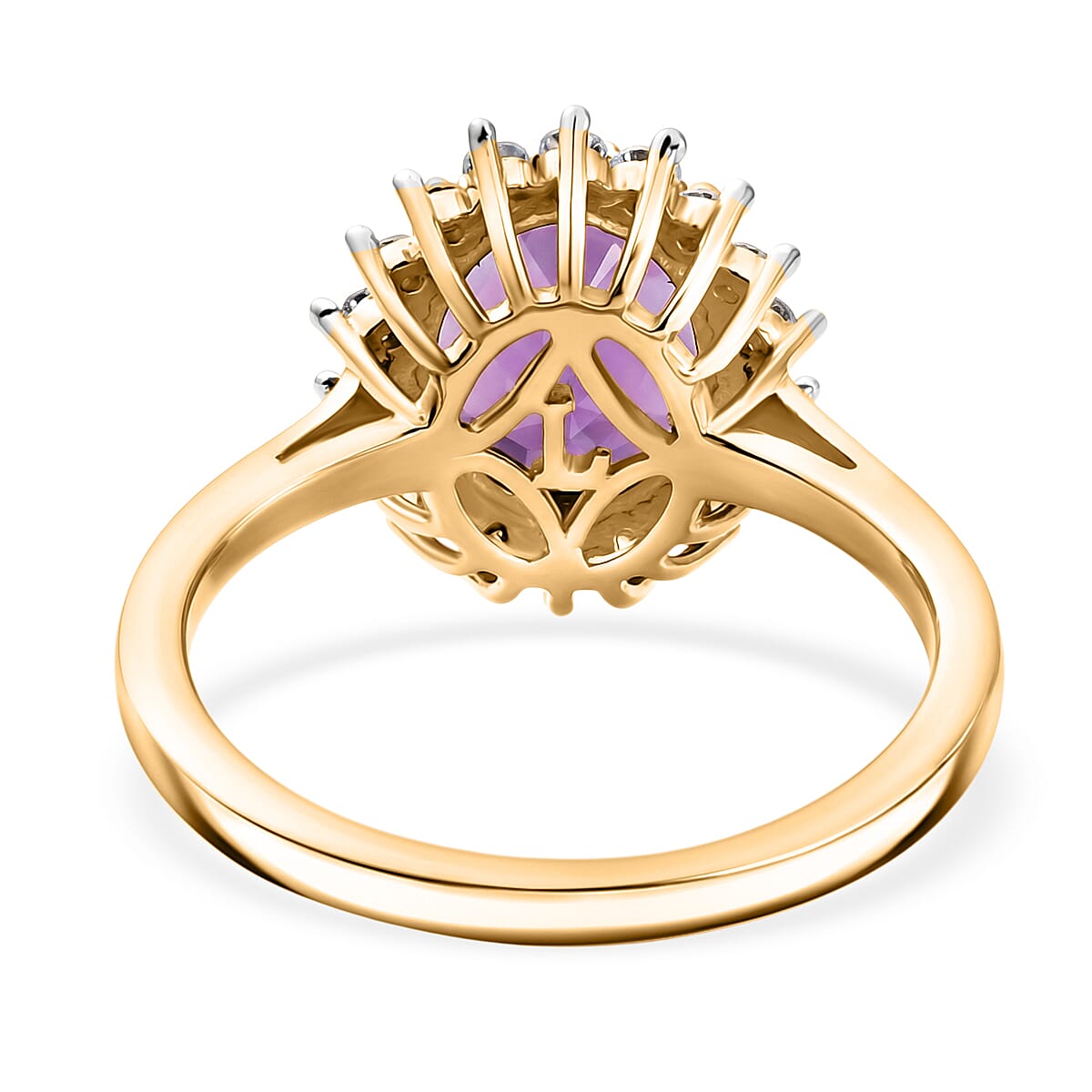 Luxuriant Zambian Amethyst, Lab Grown Diamond Halo Ring in 18K YG VermeilSterling Silver  2.774  Ct.