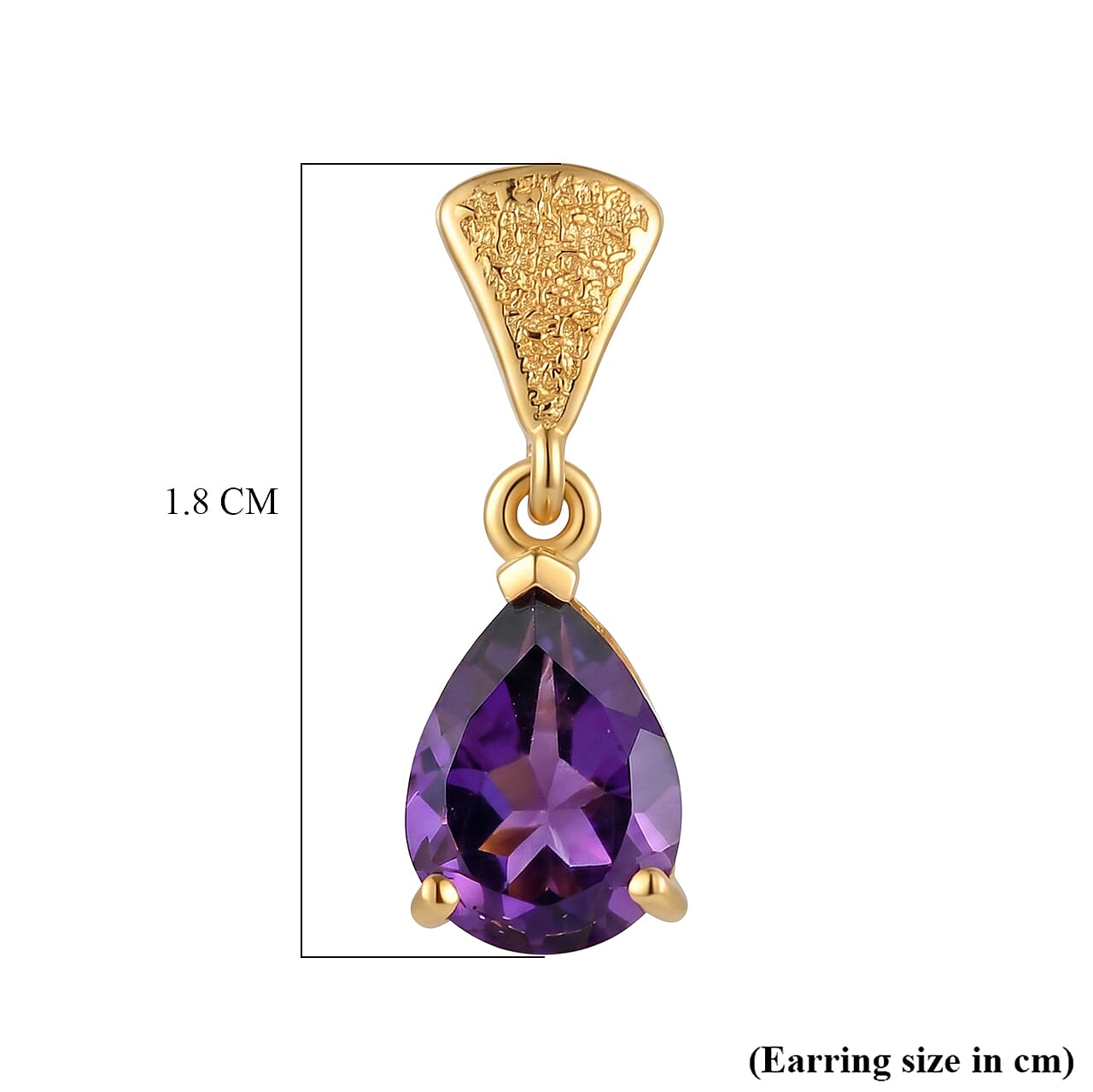 D'Joy - Zambian Amethyst Dangling Earring with Push Post in Yellow Gold Plated Sterling Silver 2.08 Ct.