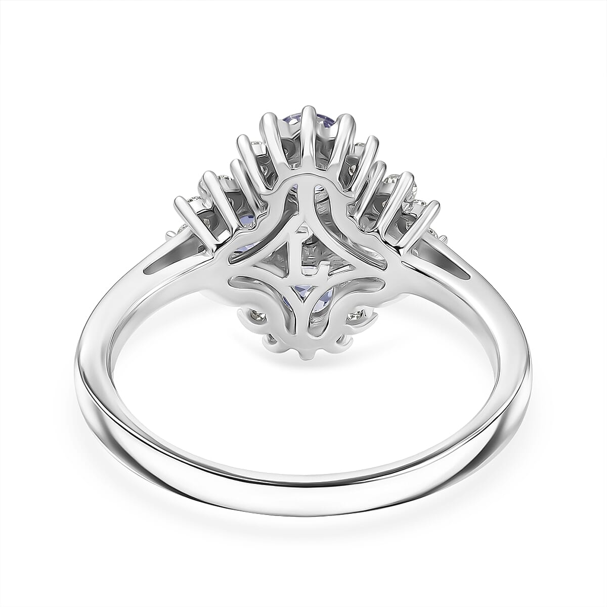 Luxuriant Tanzanite, Lab Grown Diamond Main Stone With Surrounding Stone Ring in Rhodium OverlaySterling Silver  1.373  Ct.