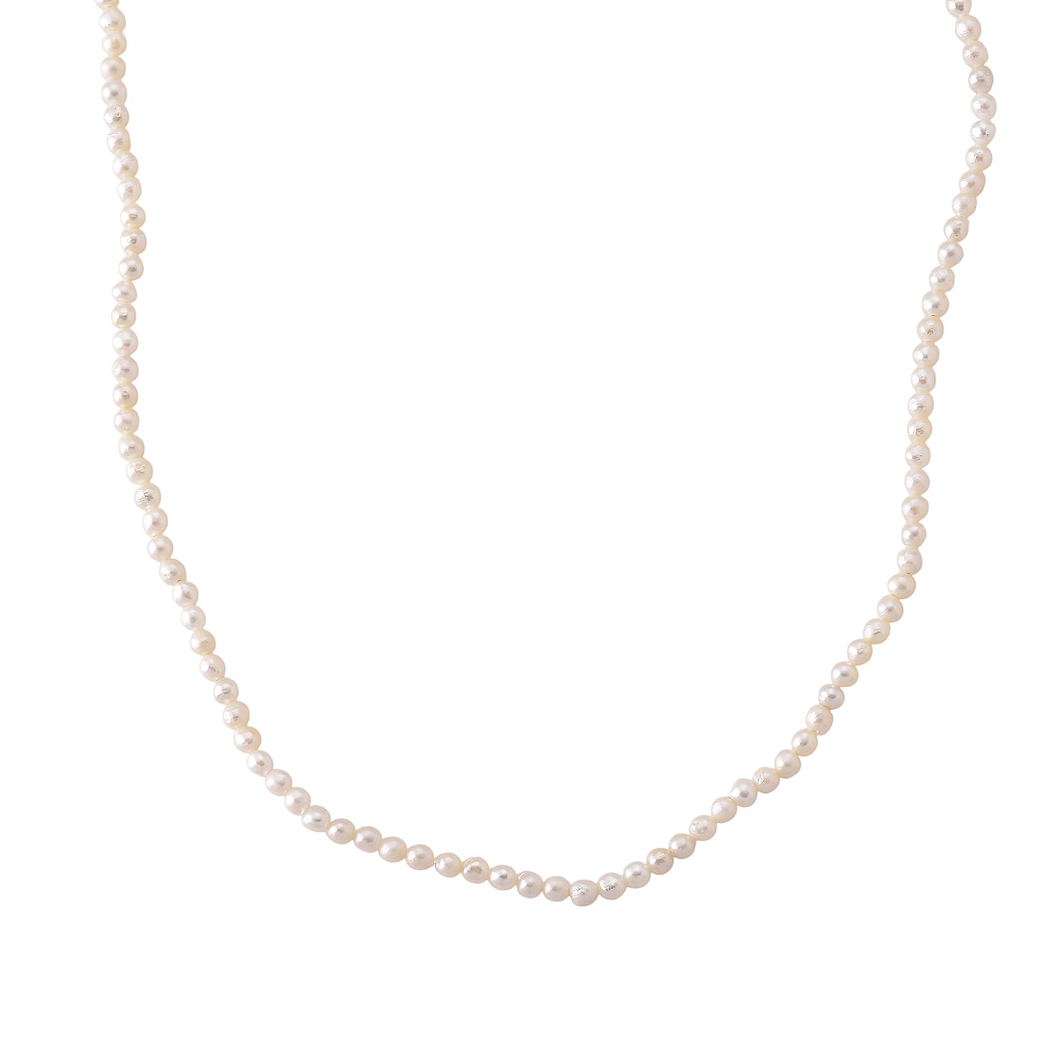 White Fresh Water Pearl Adjustable Necklace (Size -18-2 Ext) in Silver Tone 60.00 Ct.