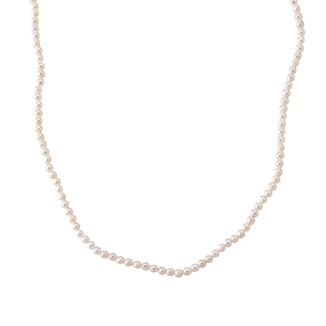 White Fresh Water Pearl Adjustable Necklace (Size -18-2 Ext) in Silver Tone 60.00 Ct.