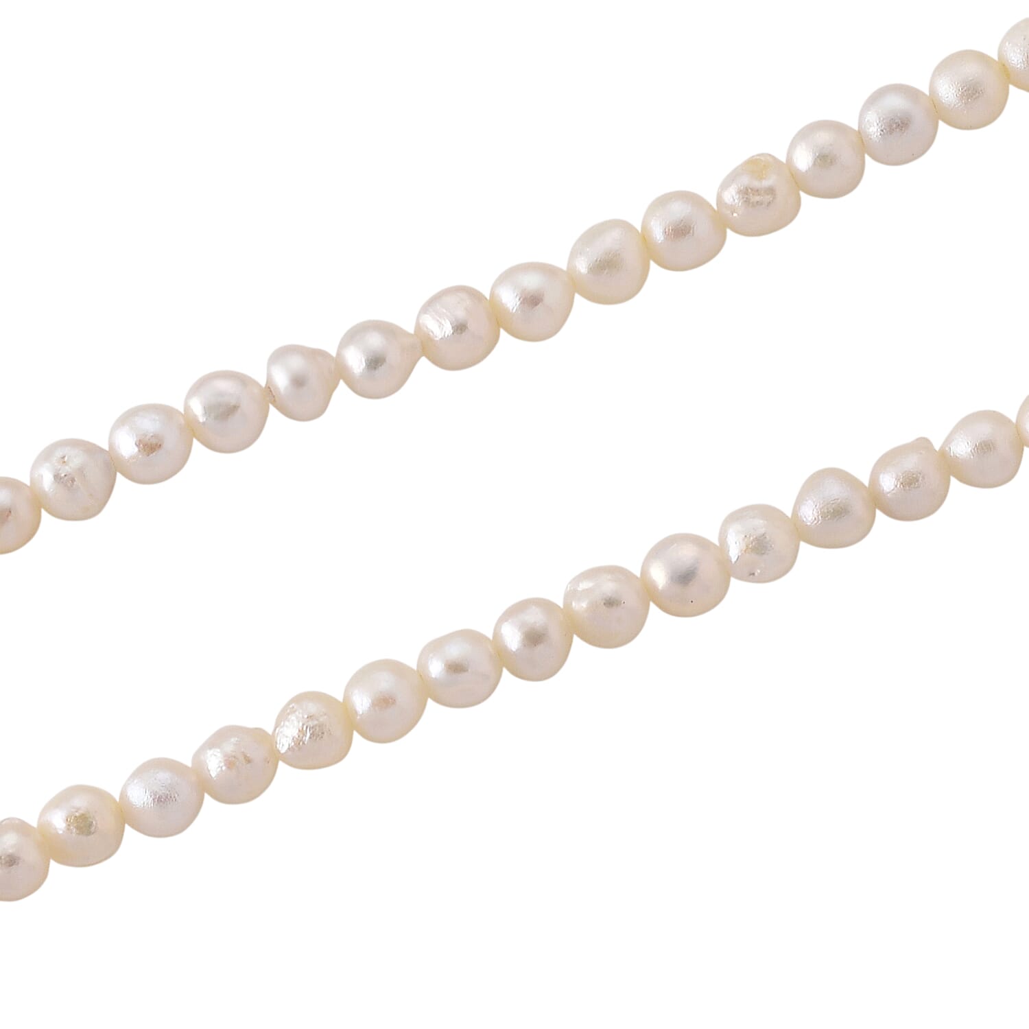 White Fresh Water Pearl Adjustable Necklace (Size -18-2 Ext) in Silver Tone 60.00 Ct.