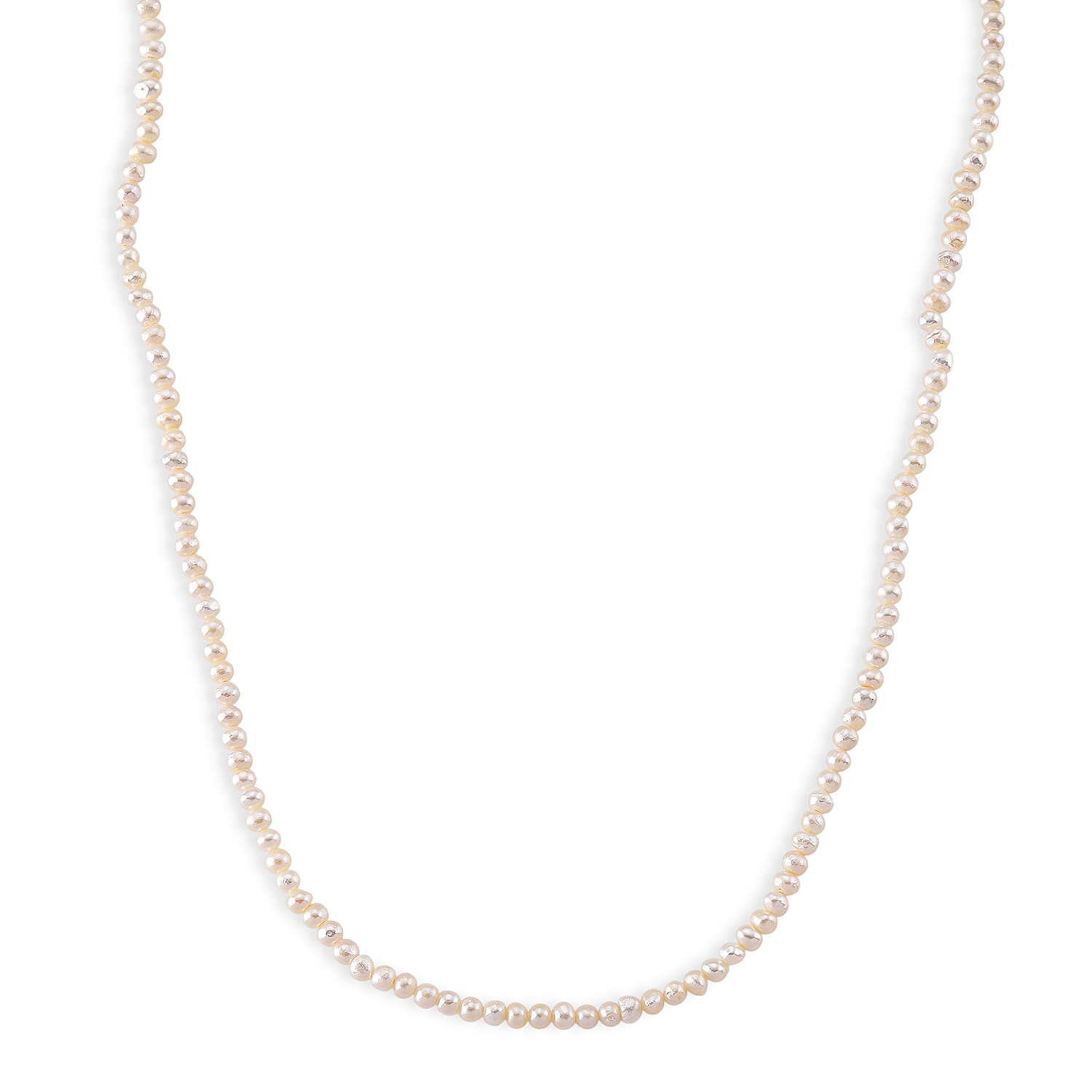 White Fresh Water Pearl Adjustable Necklace (Size - 18-2 Ext) in Silver Tone 75.00 Ct.