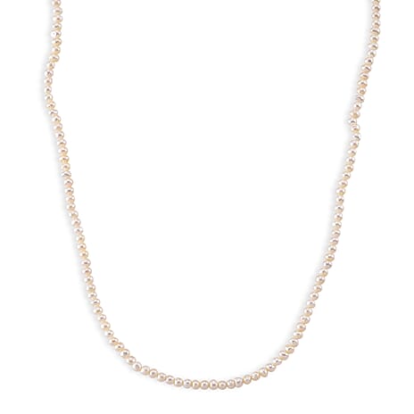 White Fresh Water Pearl Adjustable Necklace (Size - 18-2 Ext) in Silver Tone 75.00 Ct.