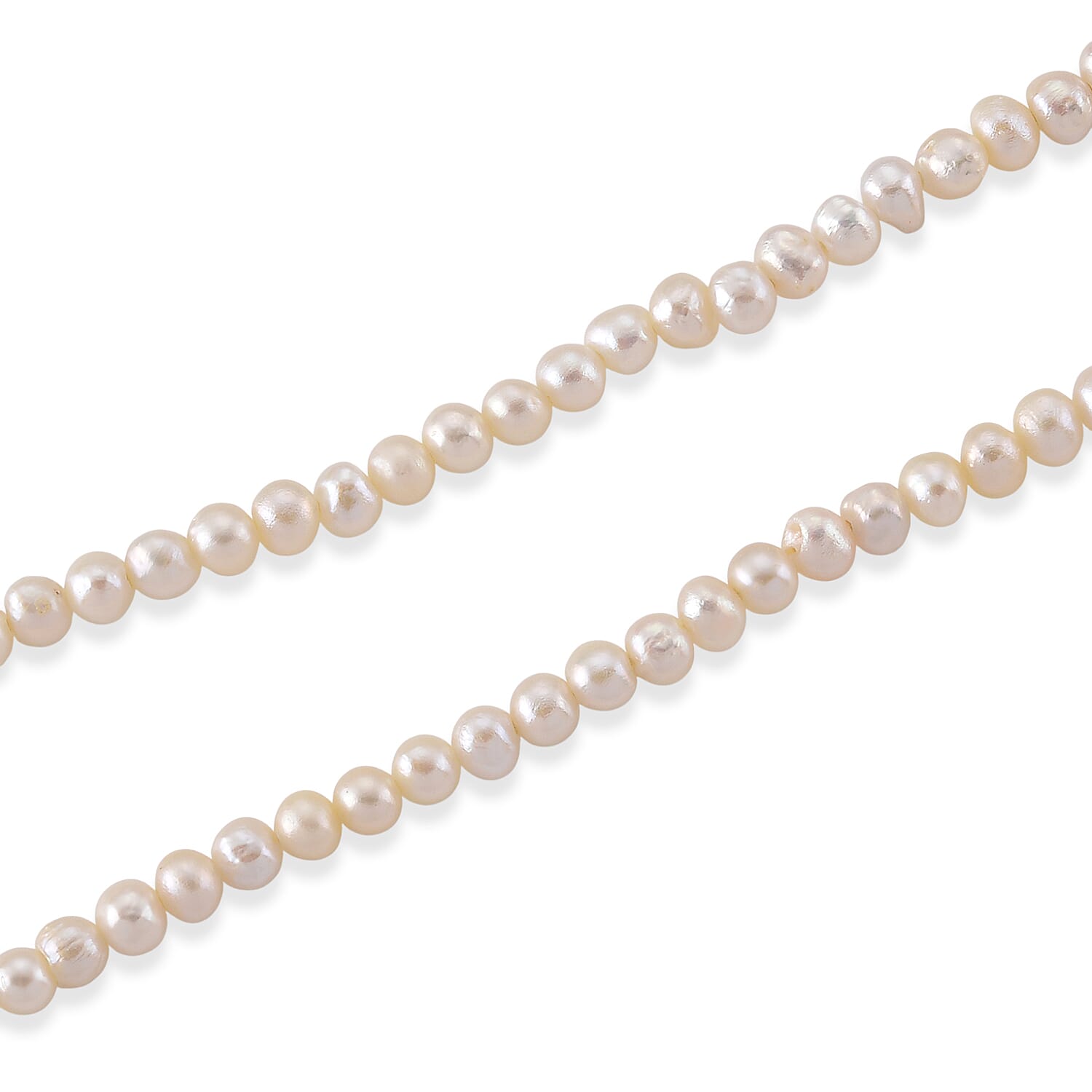 White Fresh Water Pearl Adjustable Necklace (Size - 18-2 Ext) in Silver Tone 75.00 Ct.