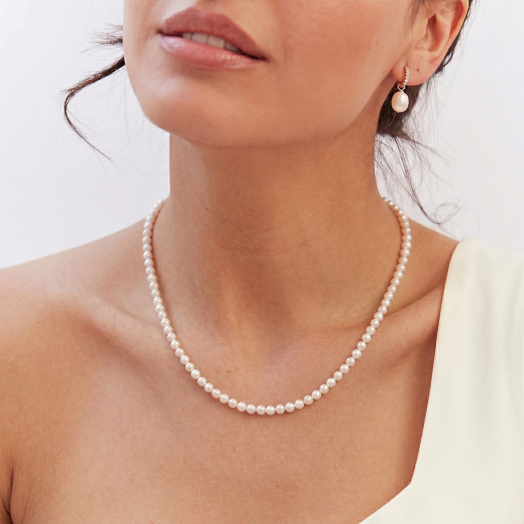 White Fresh Water Pearl Adjustable Necklace (Size - 18-2 Ext) 57.00 Ct.