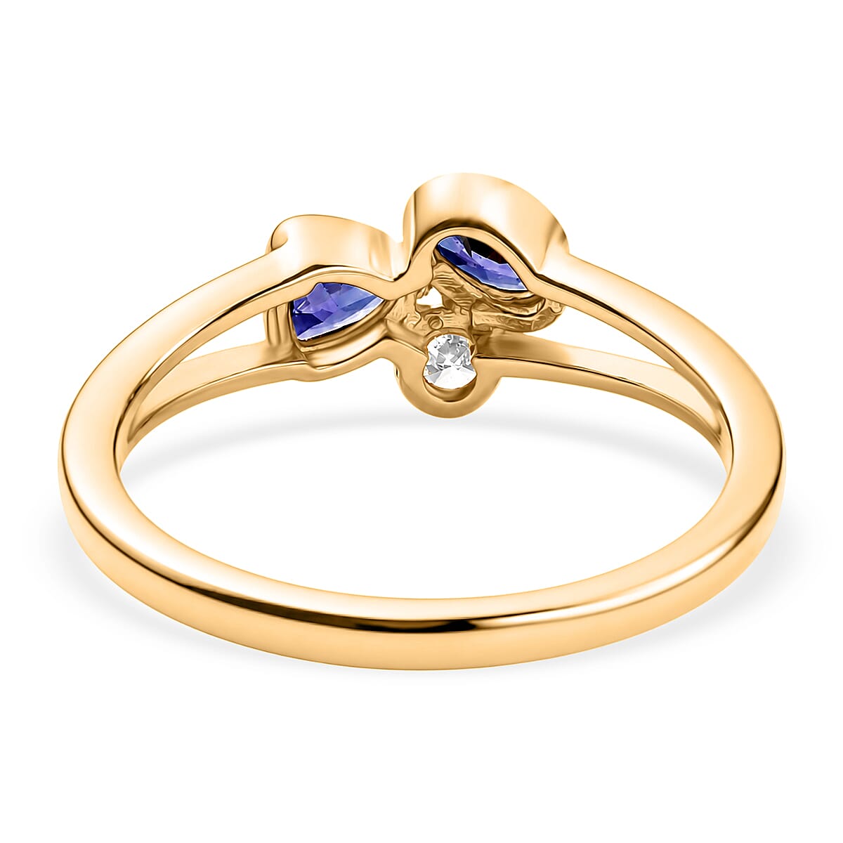 Luxuriant - Tanzanite & Lab Grown Diamond (SI-G-H) Trilogy Ring in Yellow Gold Plated Sterling Silver 0.55 Ct.