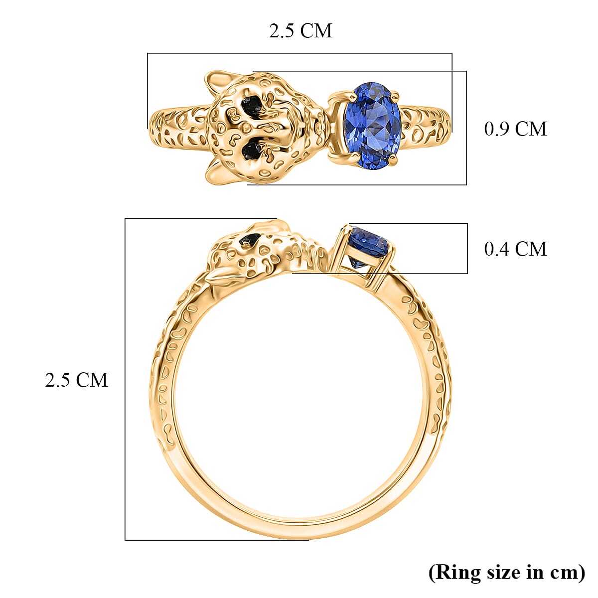 D'Joy Tanzanite, Black Spinel Living Creature Ring in 18K YG VermeilSterling Silver  0.652  Ct.