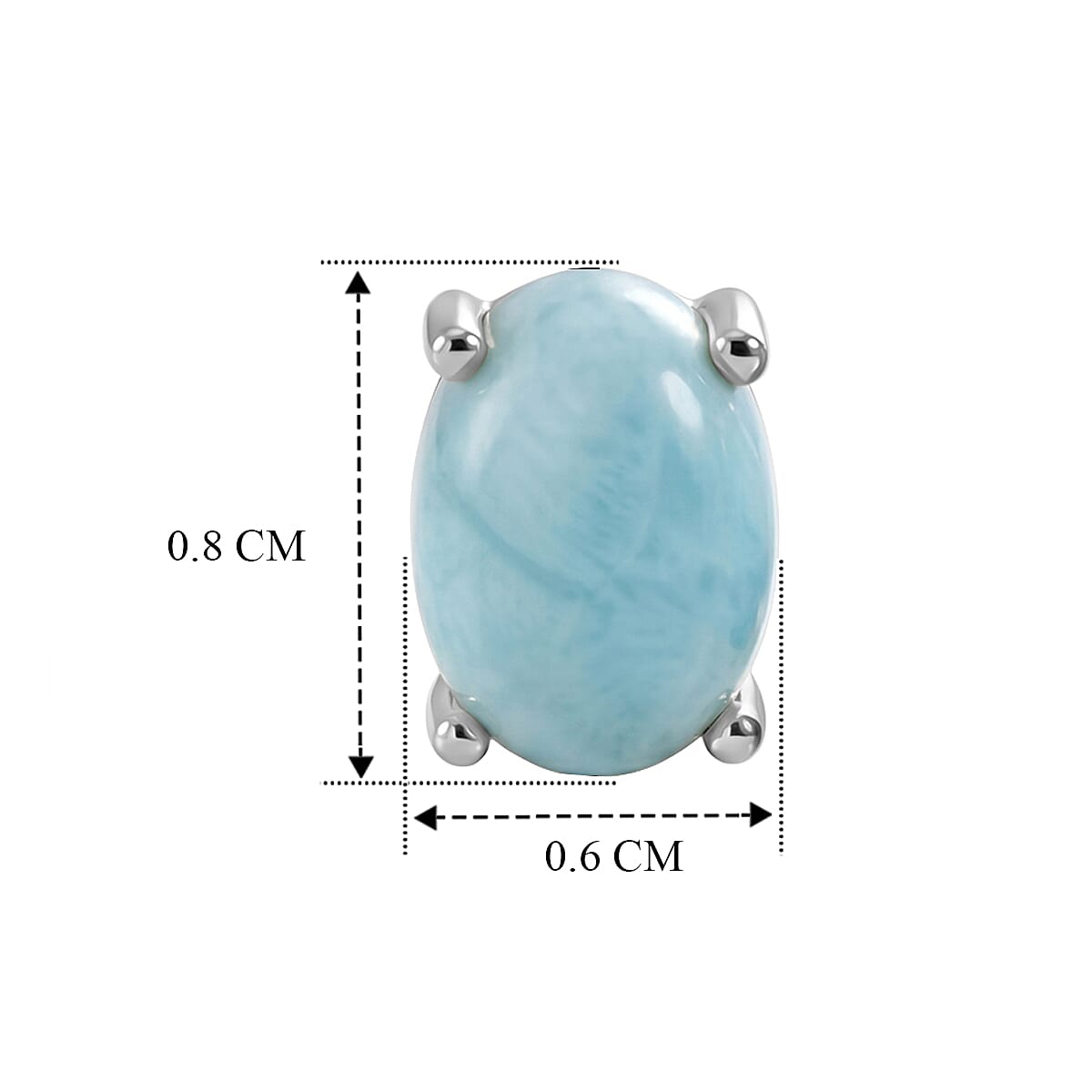 D'Joy - Larimar Solitaire Stud Push Post Earring in Platinum Overlay Sterling Silver 1.90 Ct.