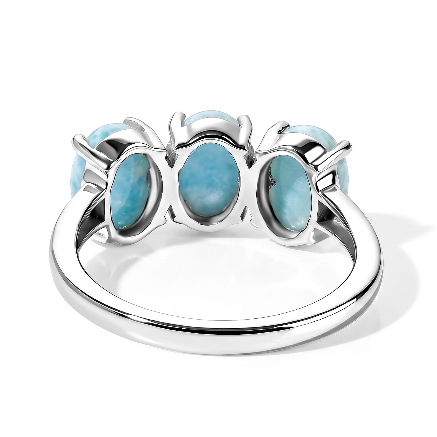 D'Joy - Larimar Trilogy Ring in Platinum Overlay Sterling Silver 2.90 Ct.
