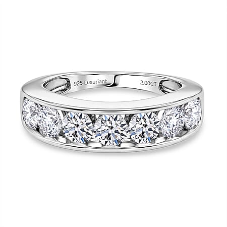 LUXURIANT 2 Ct. Lab Grown Diamond Half Eternity Band Ring in Rhodium Overlay Sterling Silver SGL Certified (SI-G-H) LUXURIANT 2 Ct. Lab Grown Diamond Half Eternity Band Ring in Rhodium Overlay Sterling Silver SGL Certified (SI-G-H)