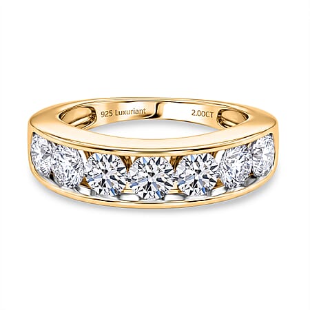 LUXURIANT 2 Ct. Lab Grown Diamond Half Eternity Band Ring in 18K Yellow Gold Vermeil Over Sterling Silver SGL Certified (SI-G-H) LUXURIANT 2 Ct. Lab Grown Diamond Half Eternity Band Ring in 18K Yellow Gold Vermeil Over Sterling Silver SGL Certified (SI-G-H)