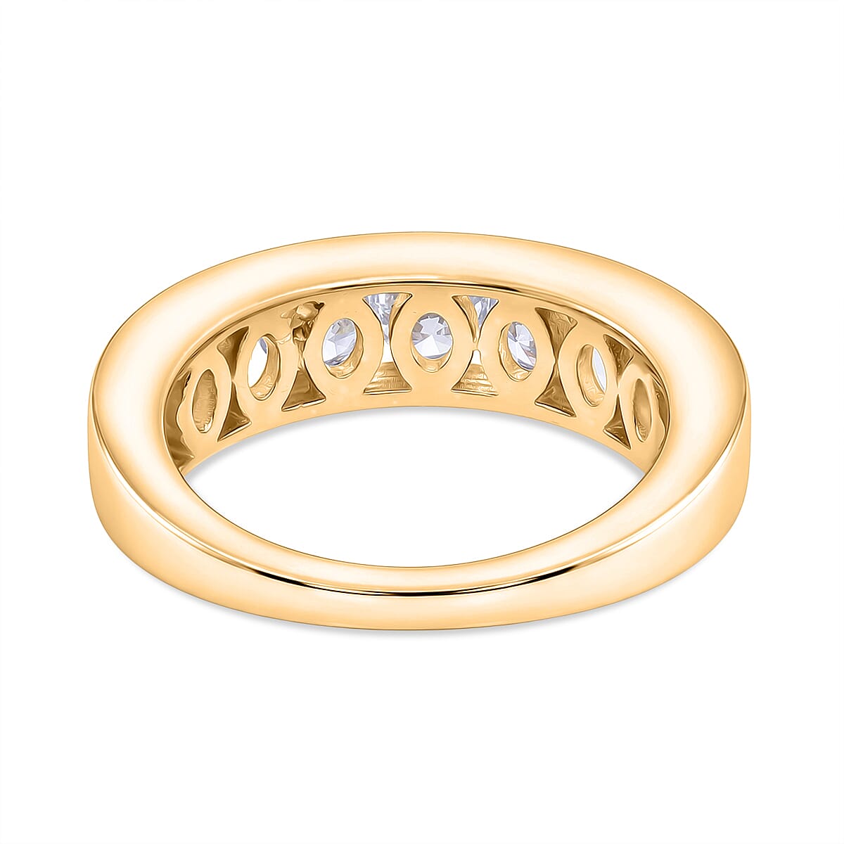 Luxuriant - SGL Certified Lab Grown Diamond (SI-G-H) Half Eternity Band Ring in 18K Vermeil Yellow Gold Plated Sterling Silver 2.05 Ct.