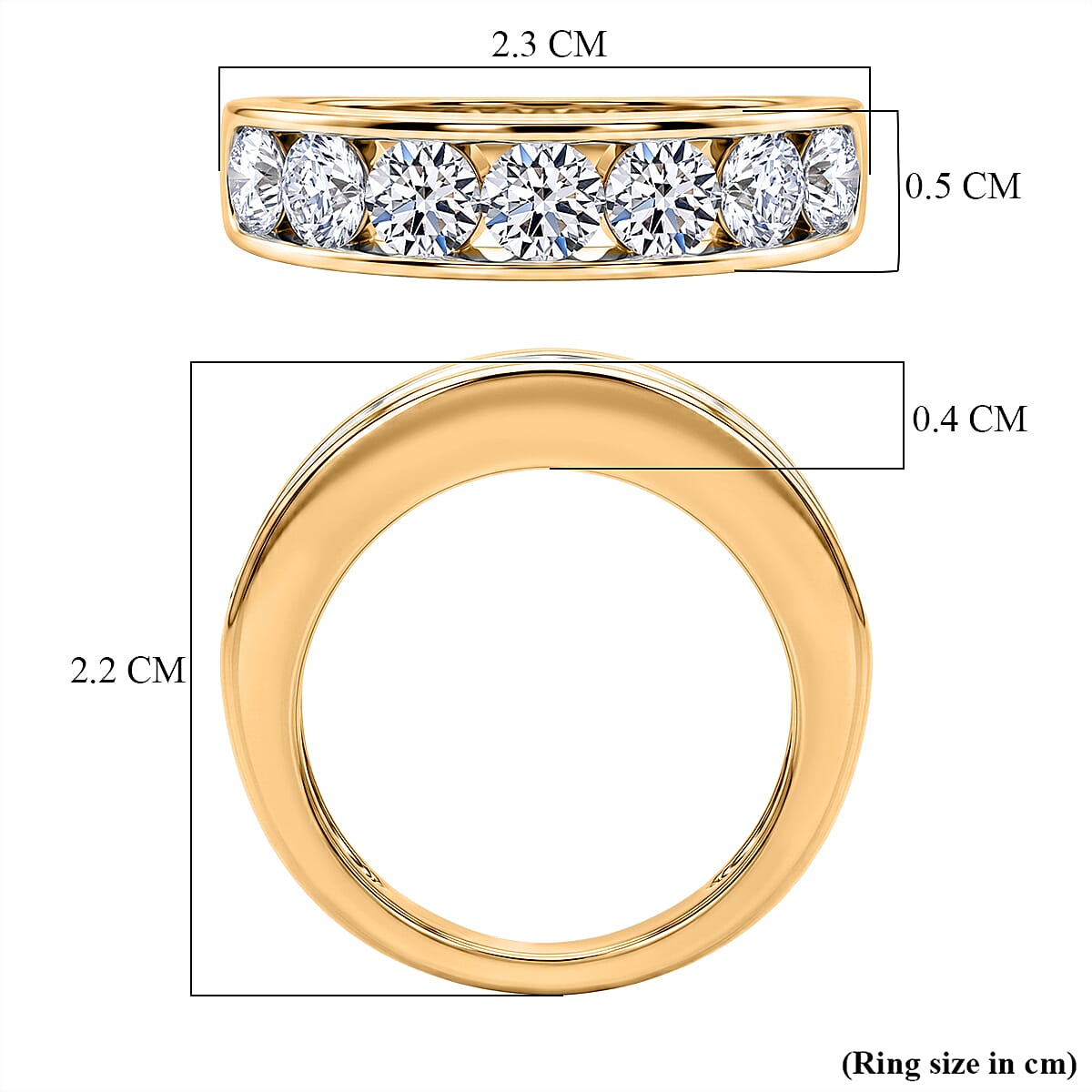 Luxuriant - SGL Certified Lab Grown Diamond (SI-G-H) Half Eternity Band Ring in 18K Vermeil Yellow Gold Plated Sterling Silver 2.05 Ct.