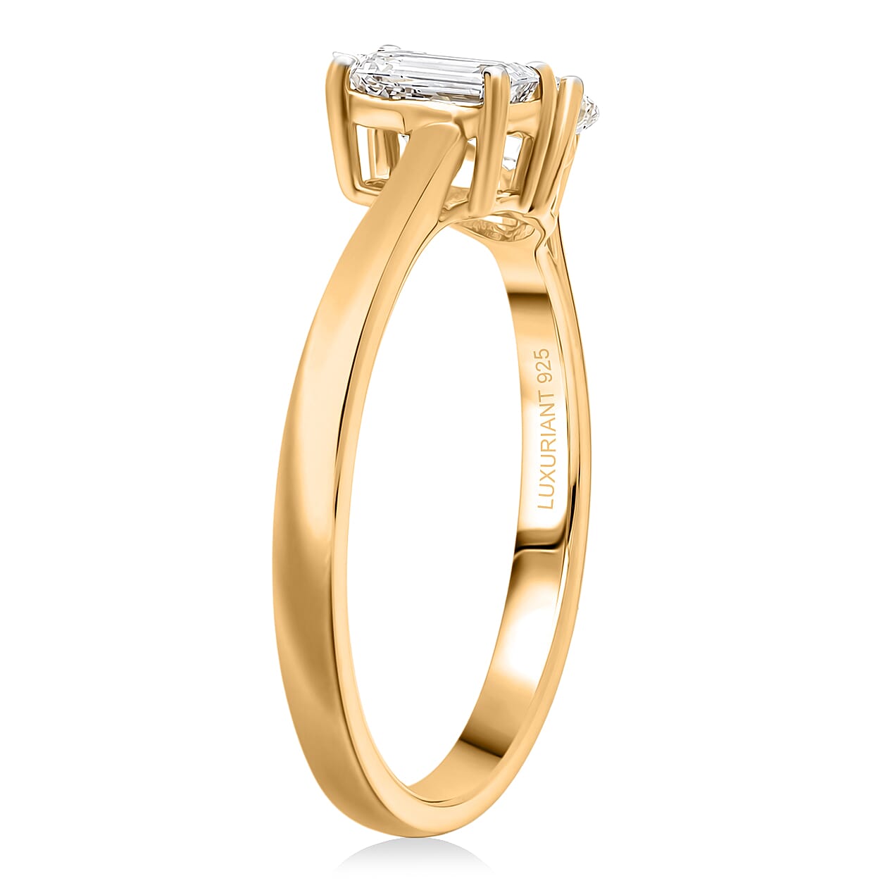 Luxuriant - SGL Certified Lab Grown Diamond (SI-G-H) Toi-et-Moi Ring in 18K Vermeil Yellow Gold Plated Sterling Silver 1.00 Ct.