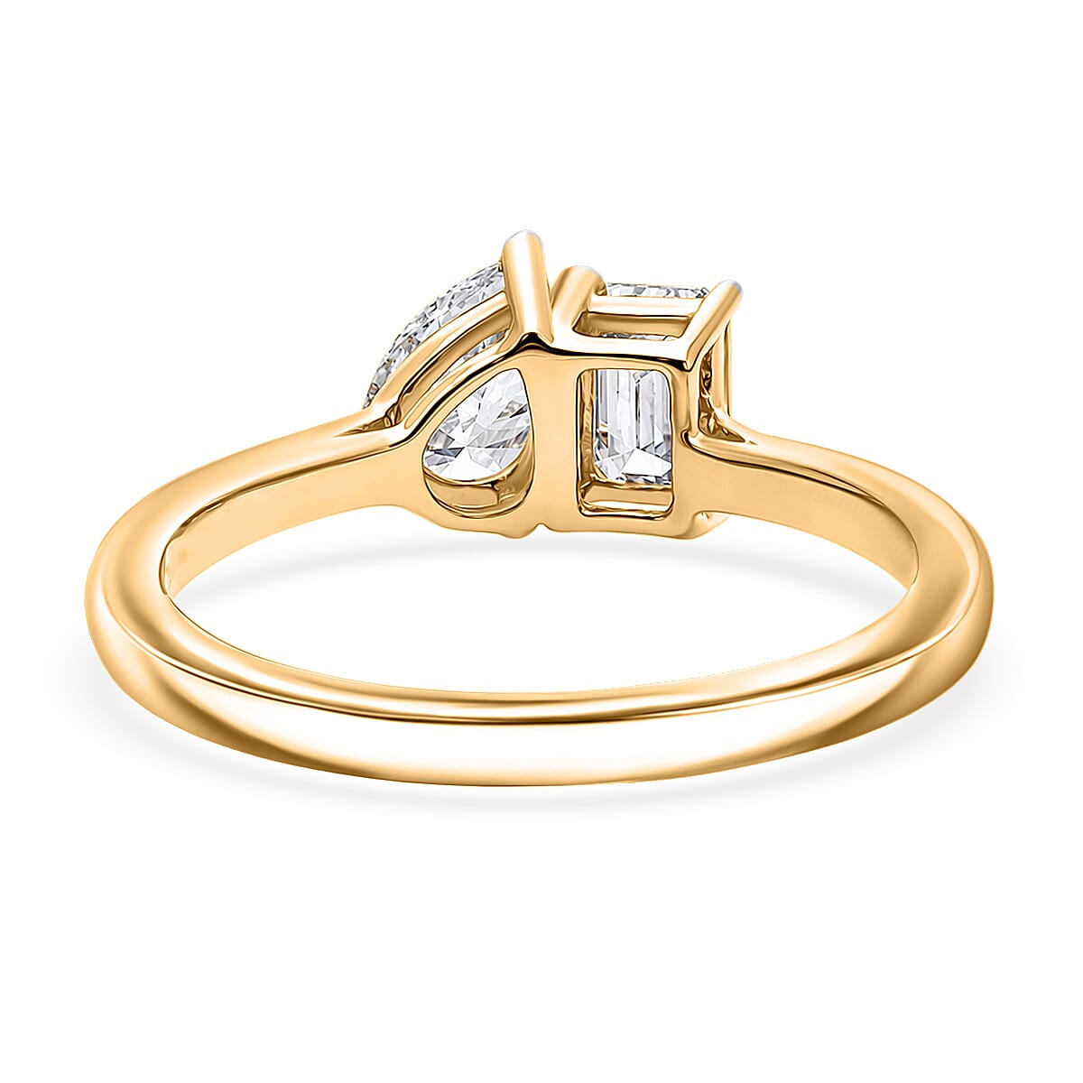 Luxuriant - SGL Certified Lab Grown Diamond (SI-G-H) Toi-et-Moi Ring in 18K Vermeil Yellow Gold Plated Sterling Silver 1.00 Ct.