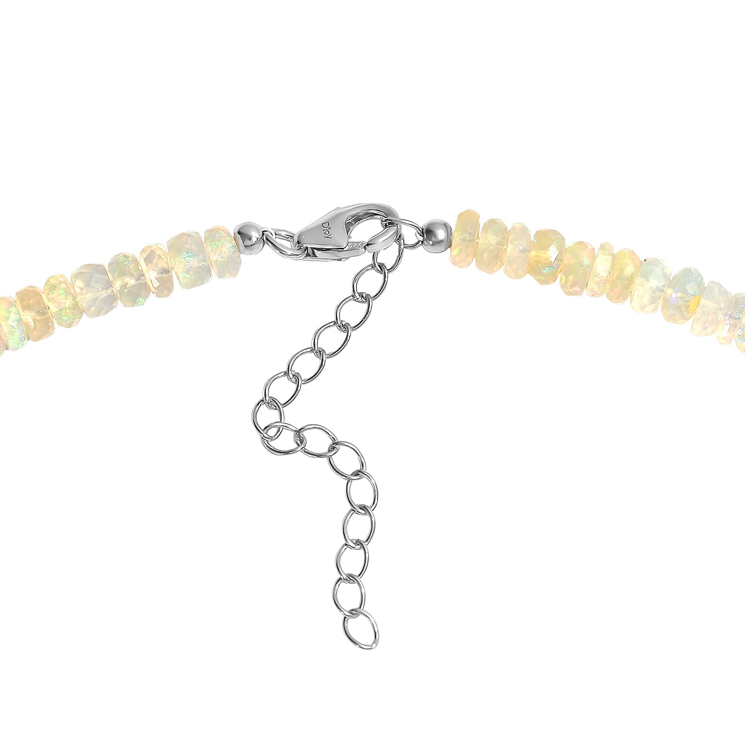 D'Joy - AAA Ethiopian Opal Beads Necklace (Size - 18-2 Ext) with Lobster Clasp in Rhodium Overlay Sterling Silver 79.00 Ct.