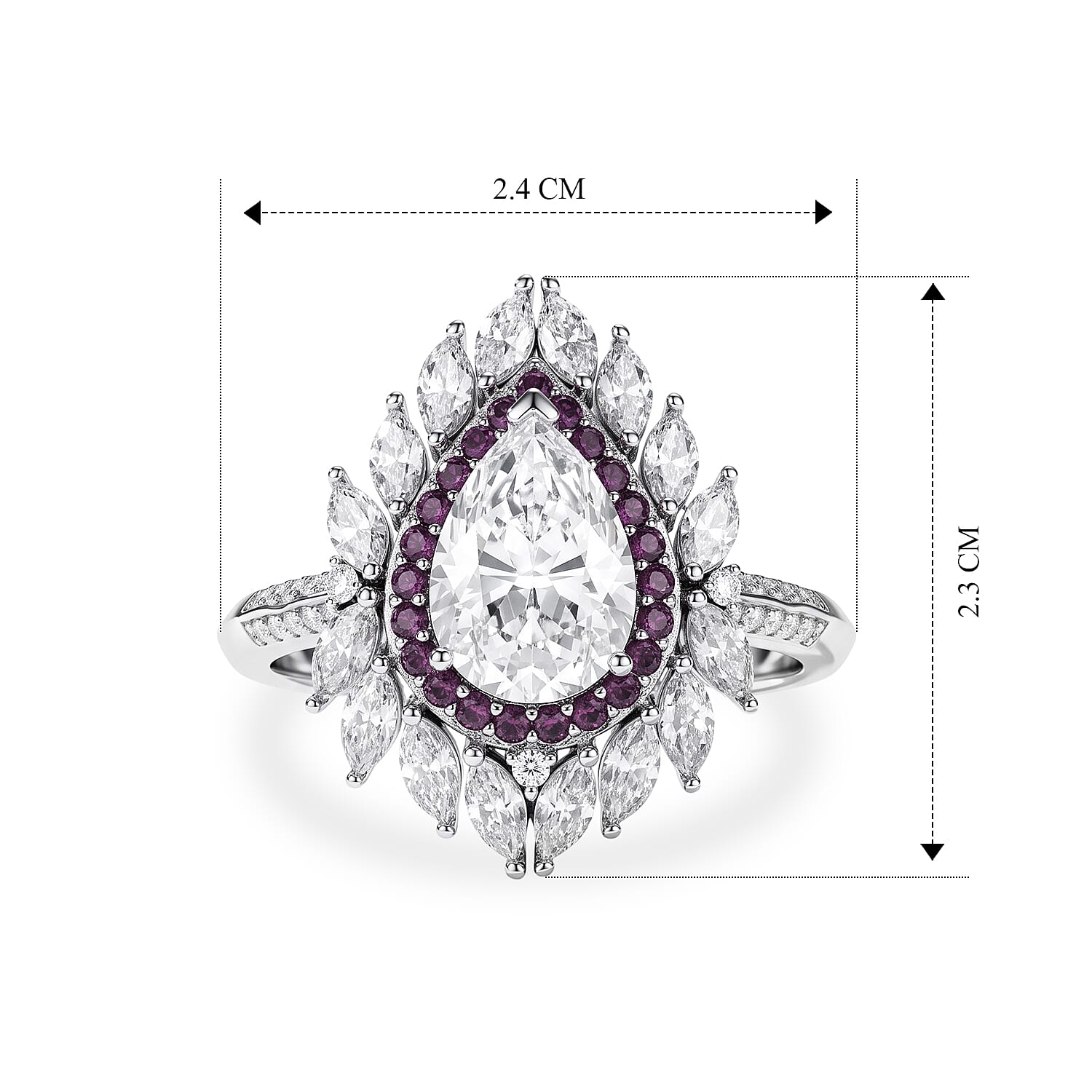 D'Joy - Moissanite & Pink Sapphire Ring in Rhodium Overlay Sterling Silver 3.80 Ct.