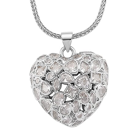 White Cubic Zirconia Necklace (Size - 20-1.5 Ext) in Silver Tone White Cubic Zirconia Necklace (Size - 20-1.5 Ext) in Silver Tone