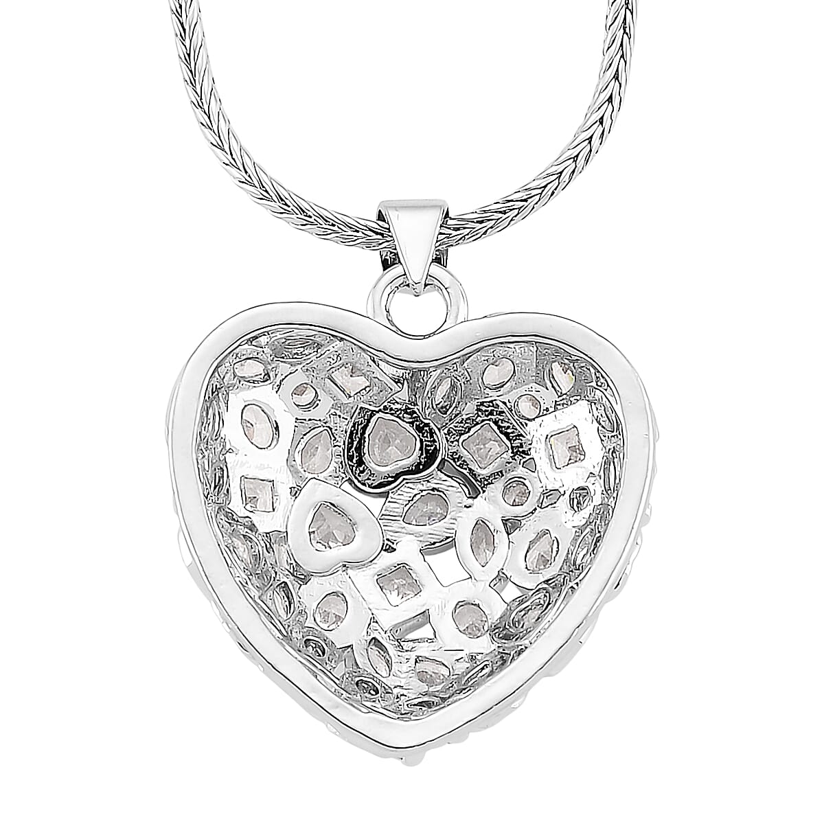 White Cubic Zirconia Necklace (Size - 20-1.5 Ext) in Silver Tone 2.00 Ct.