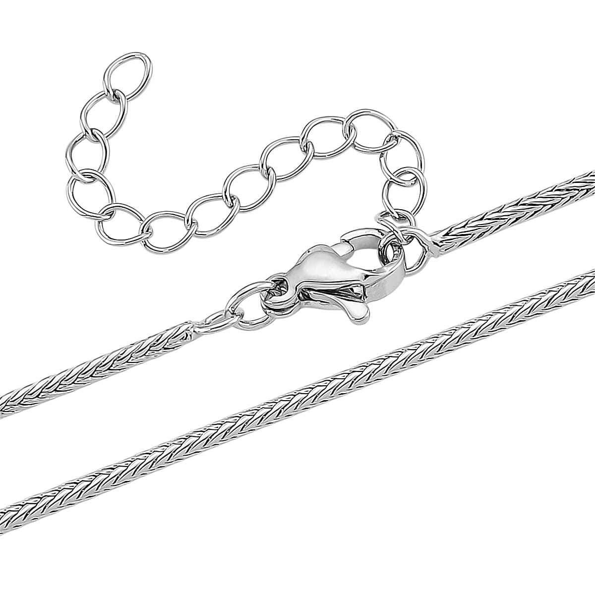White Cubic Zirconia Necklace (Size - 20-1.5 Ext) in Silver Tone 2.00 Ct.